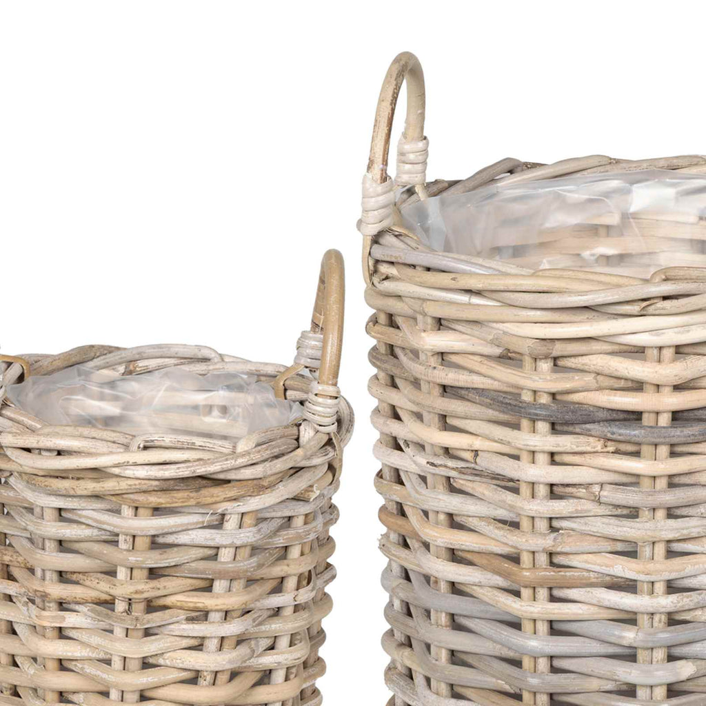 vidaXL Kosz na rośliny 2 szt. Naturalna szarość Rattan Kubu