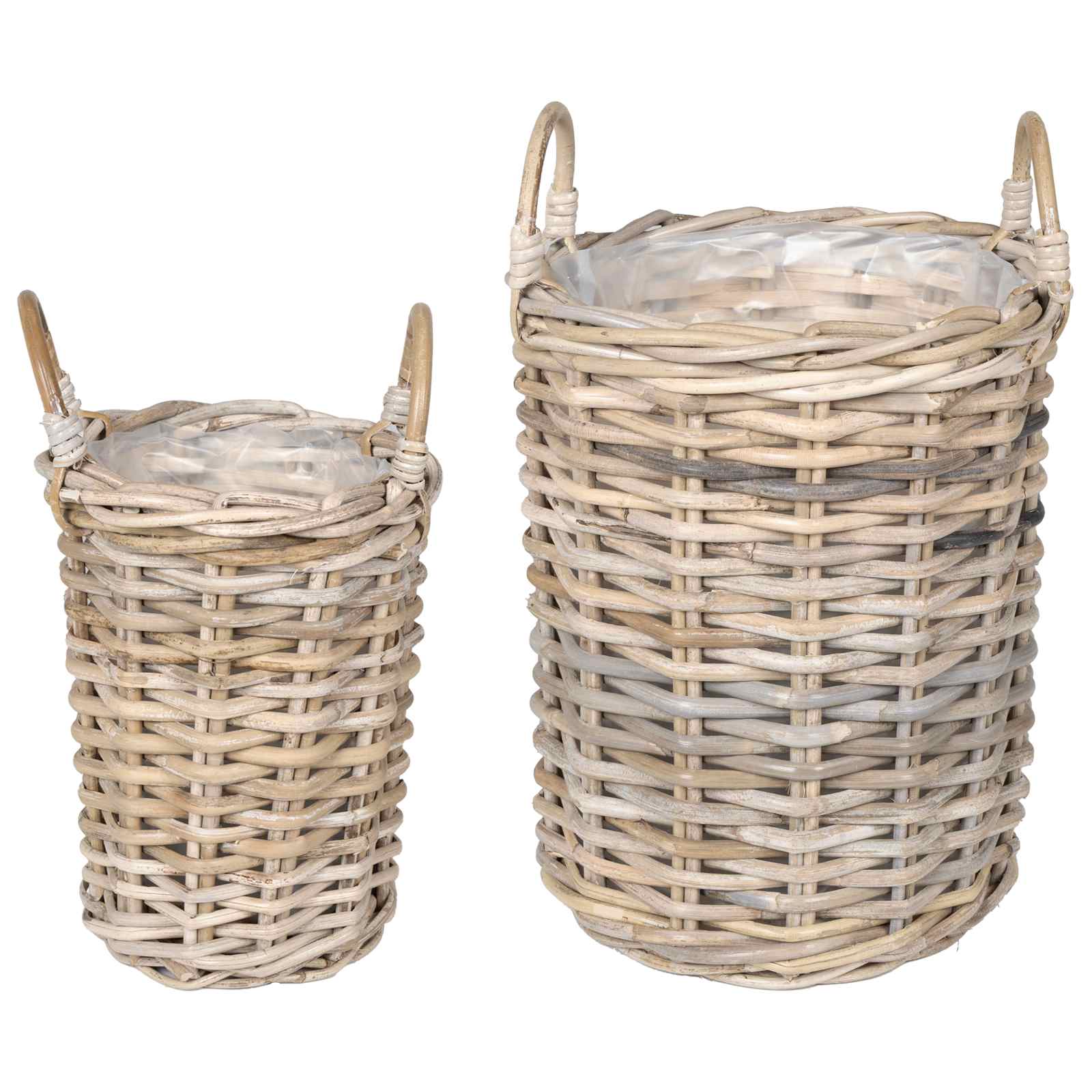 vidaXL Kosz na rośliny 2 szt. Naturalna szarość Rattan Kubu