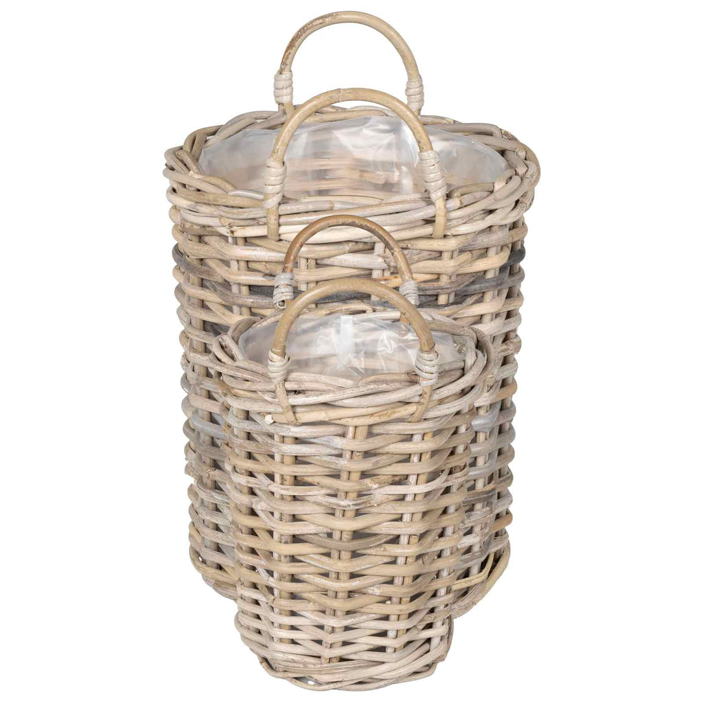 vidaXL Kosz na rośliny 2 szt. Naturalna szarość Rattan Kubu