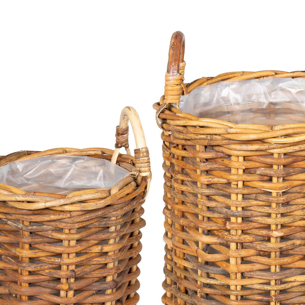 vidaXL Kosz na rośliny 2 szt. Naturalny Brąz Rattan Kubu