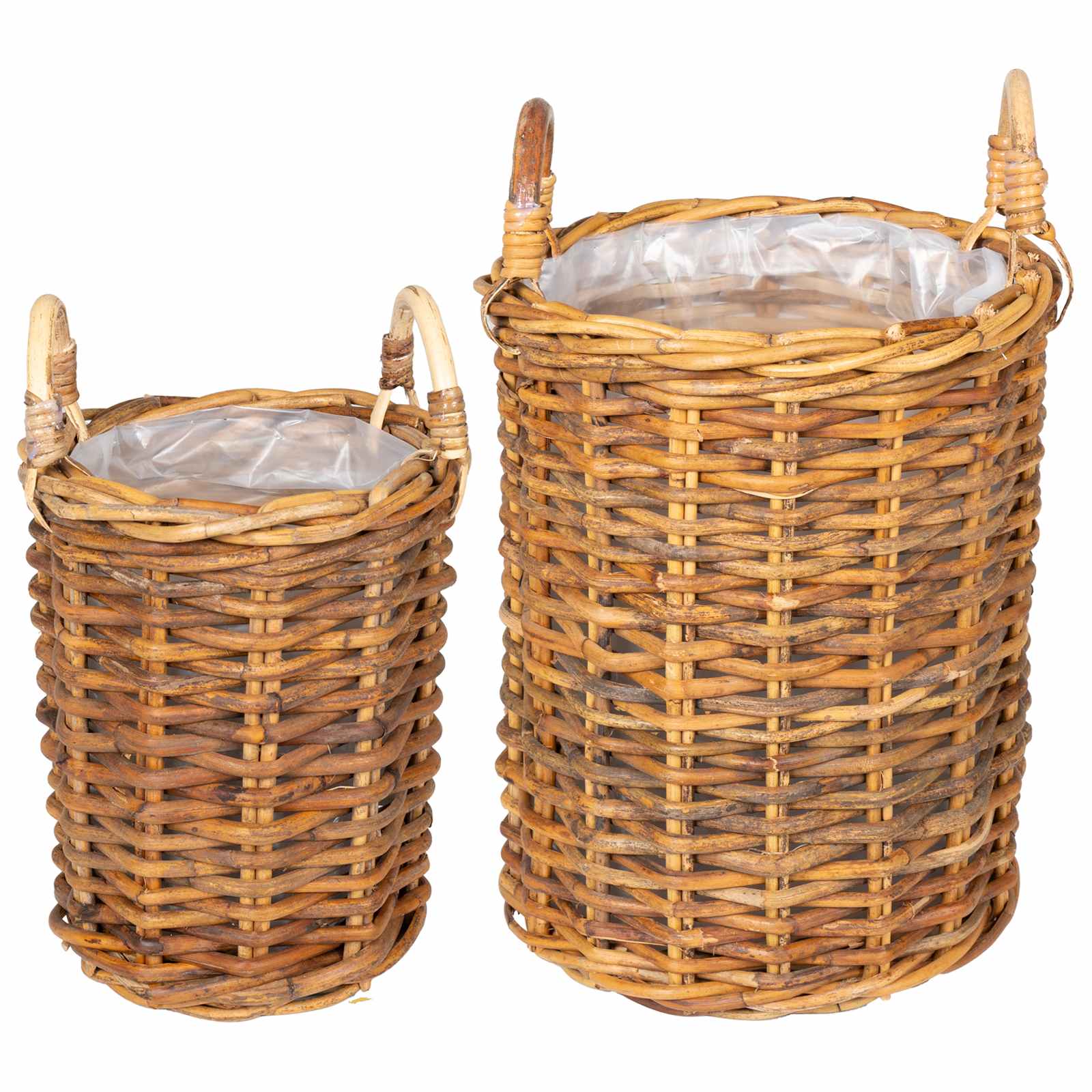 vidaXL Kosz na rośliny 2 szt. Naturalny Brąz Rattan Kubu
