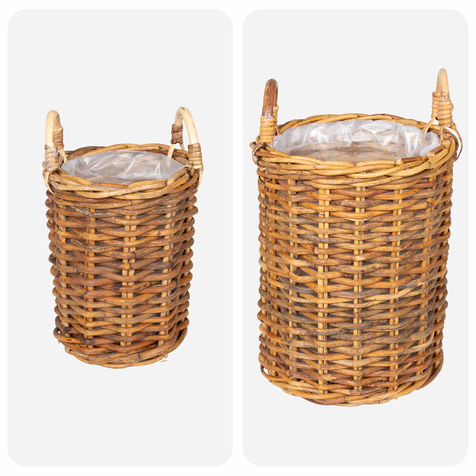 vidaXL Kosz na rośliny 2 szt. Naturalny Brąz Rattan Kubu
