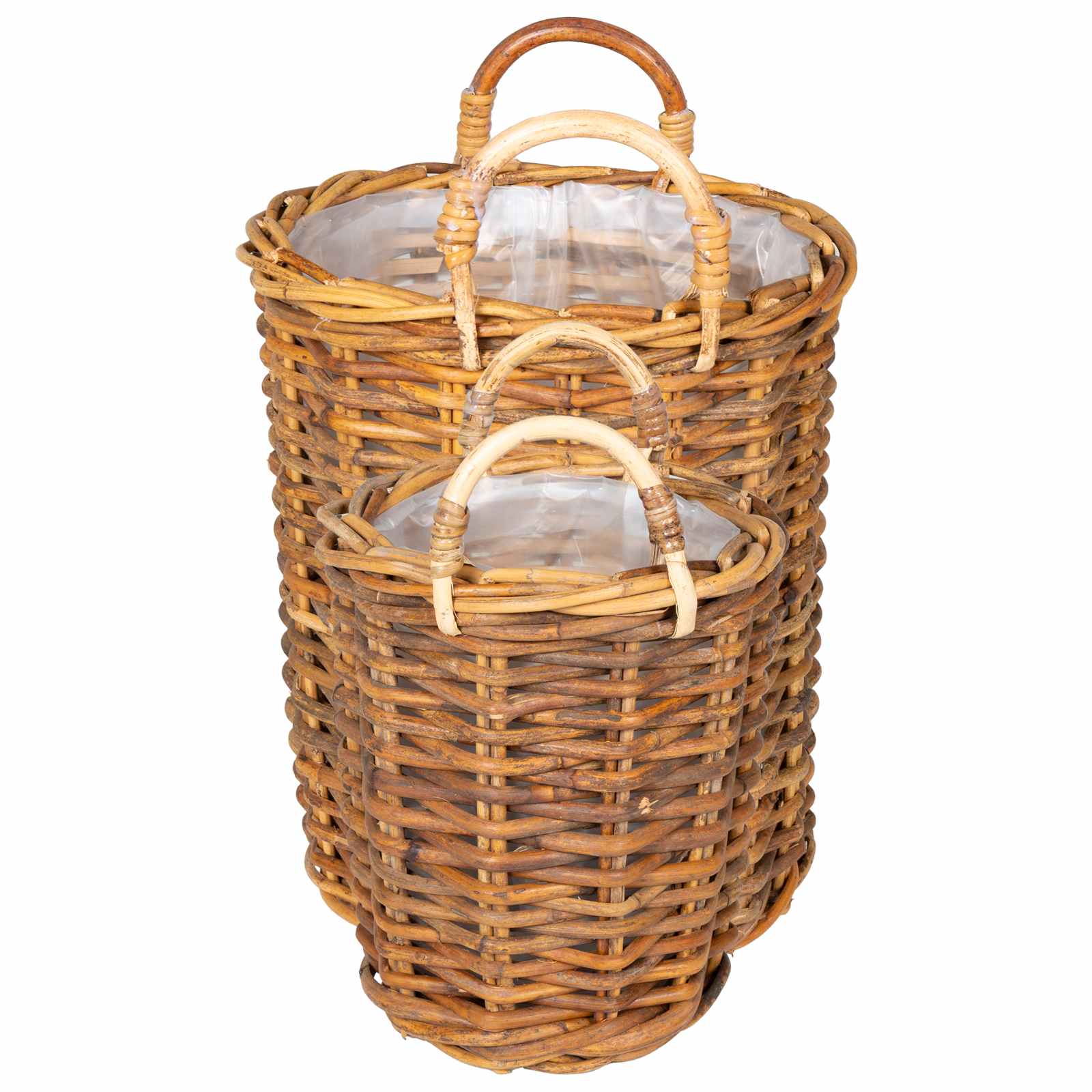 vidaXL Kosz na rośliny 2 szt. Naturalny Brąz Rattan Kubu