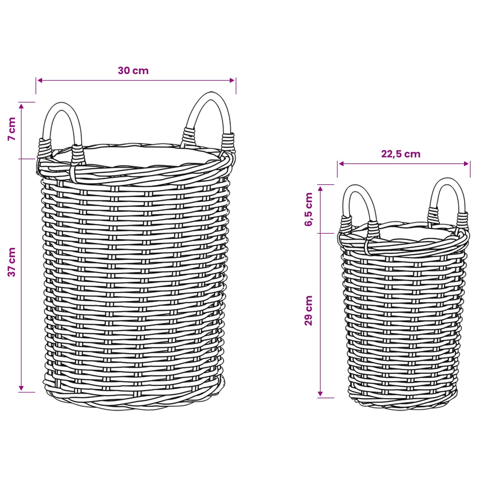 vidaXL Kosz na rośliny 2 szt. Naturalny Brąz Rattan Kubu