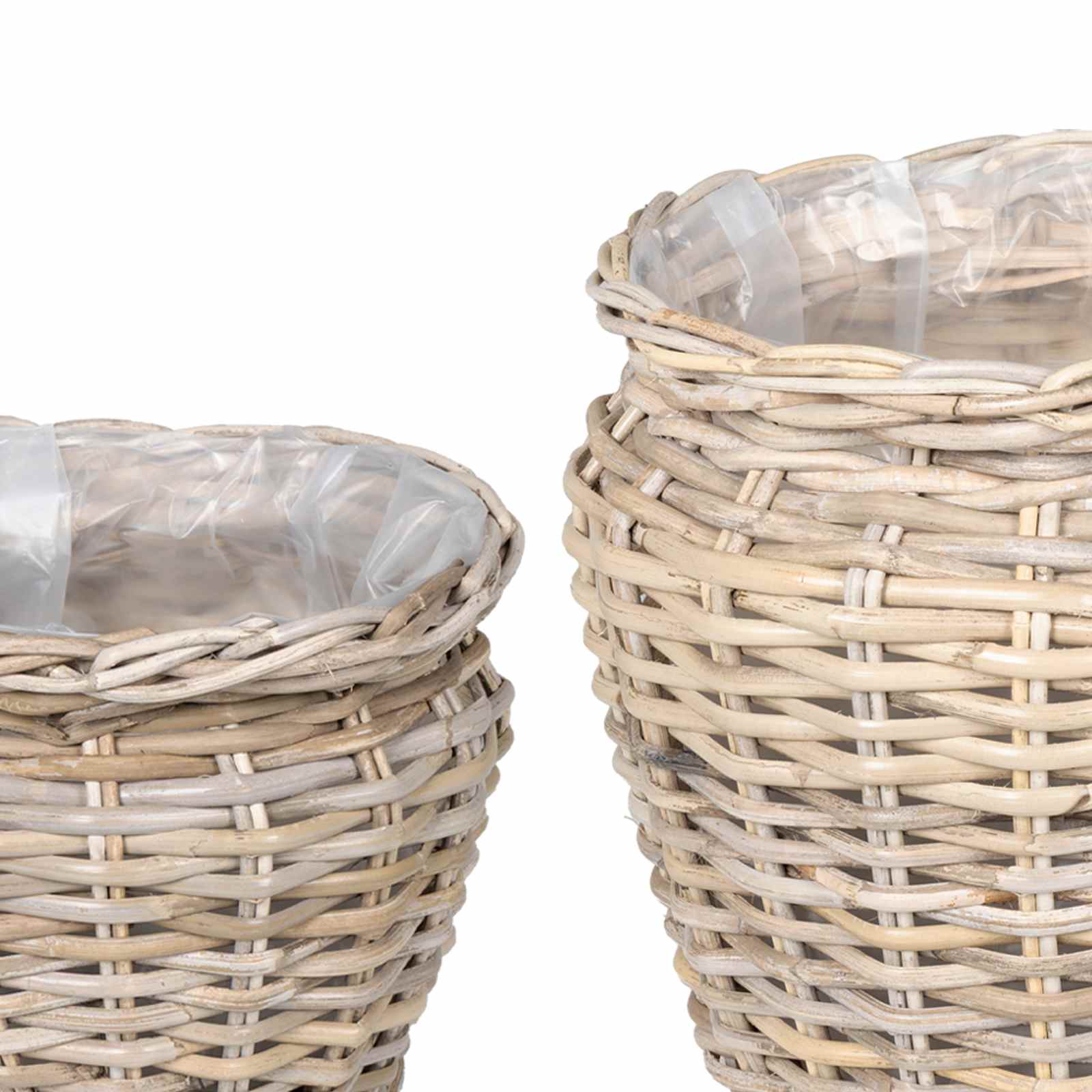 vidaXL Kosz na rośliny 2 szt. Naturalna szarość Rattan Kubu