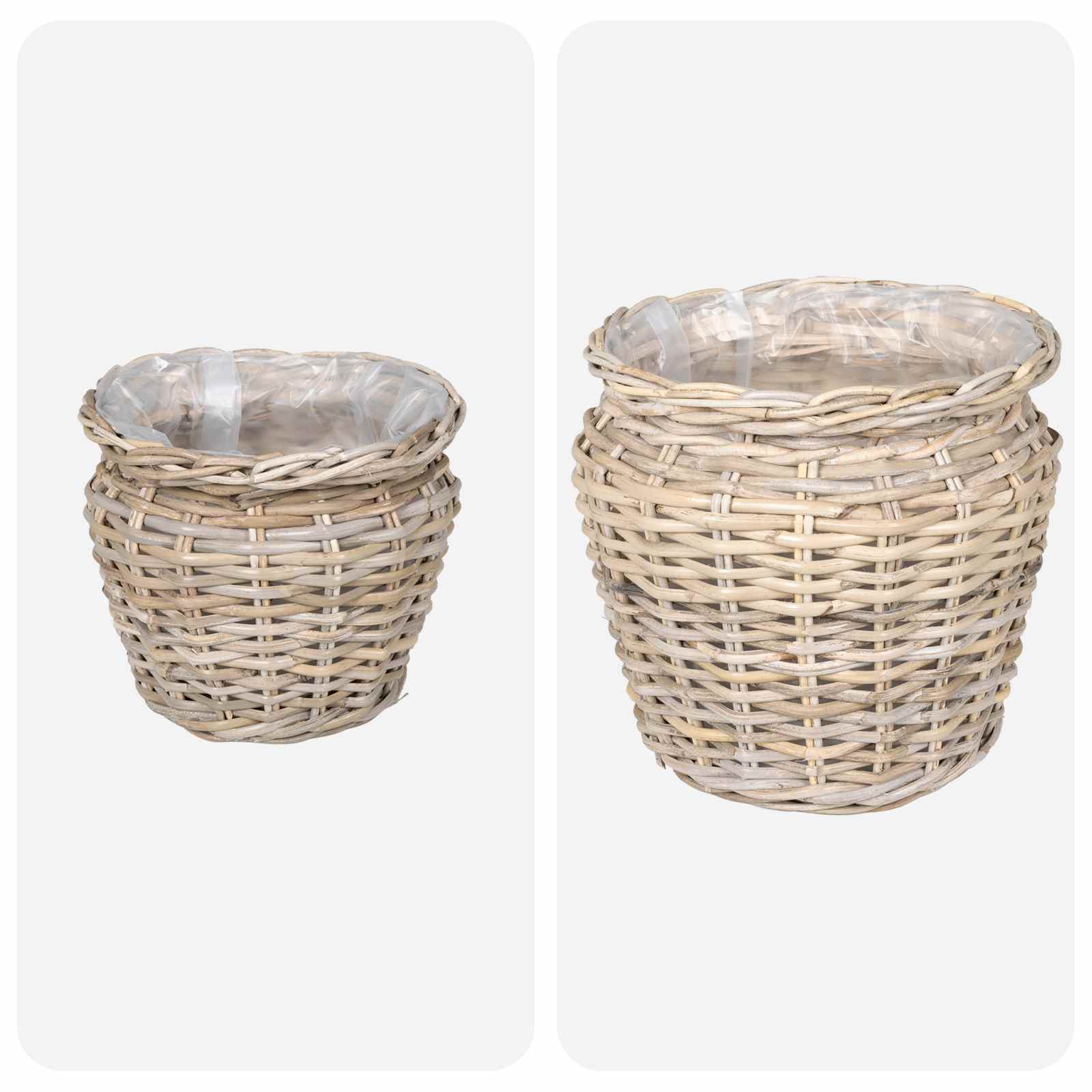 vidaXL Kosz na rośliny 2 szt. Naturalna szarość Rattan Kubu