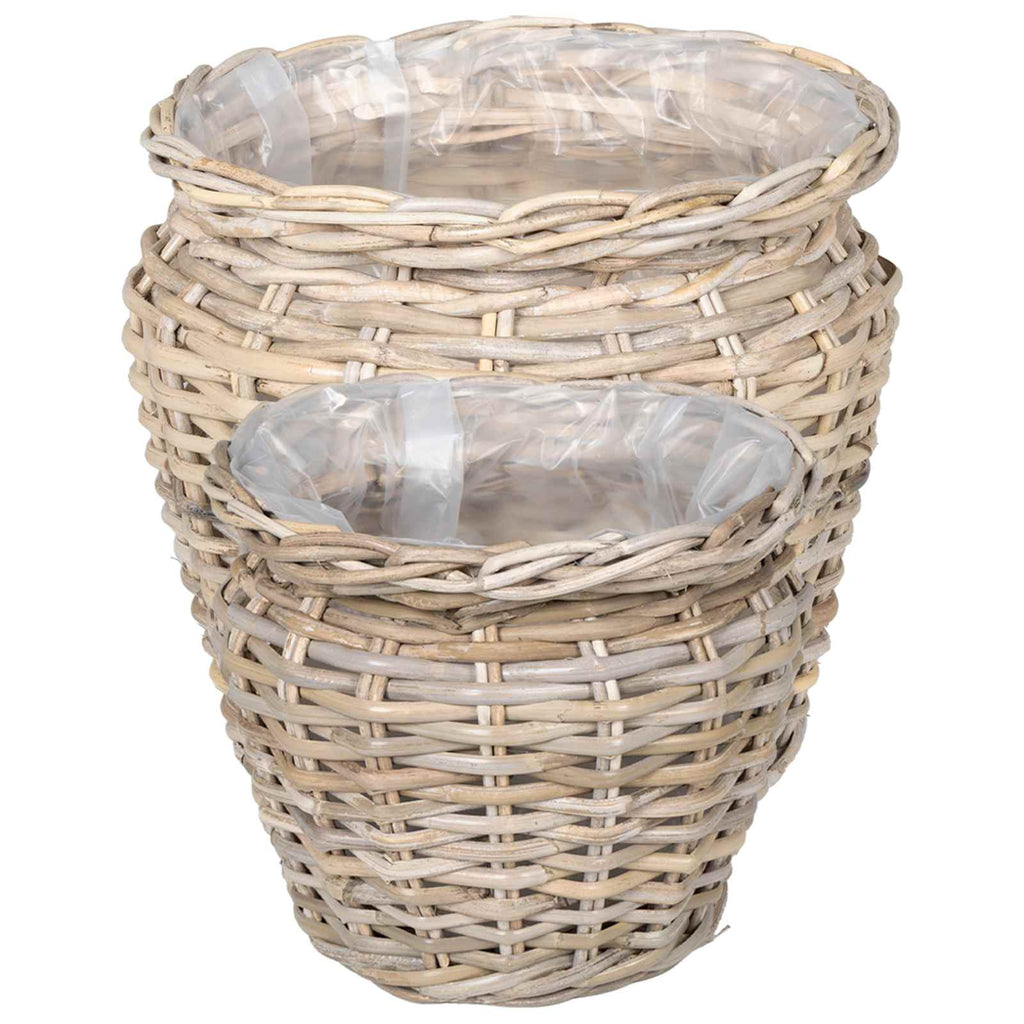 vidaXL Kosz na rośliny 2 szt. Naturalna szarość Rattan Kubu