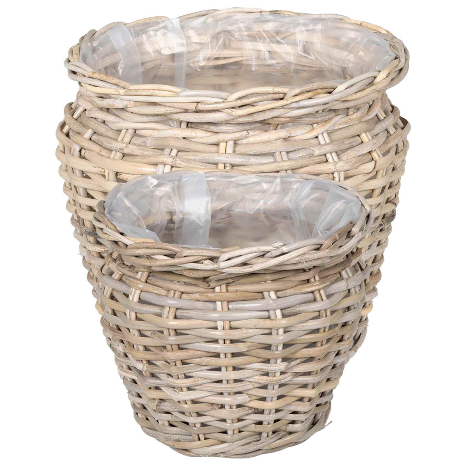 vidaXL Kosz na rośliny 2 szt. Naturalna szarość Rattan Kubu