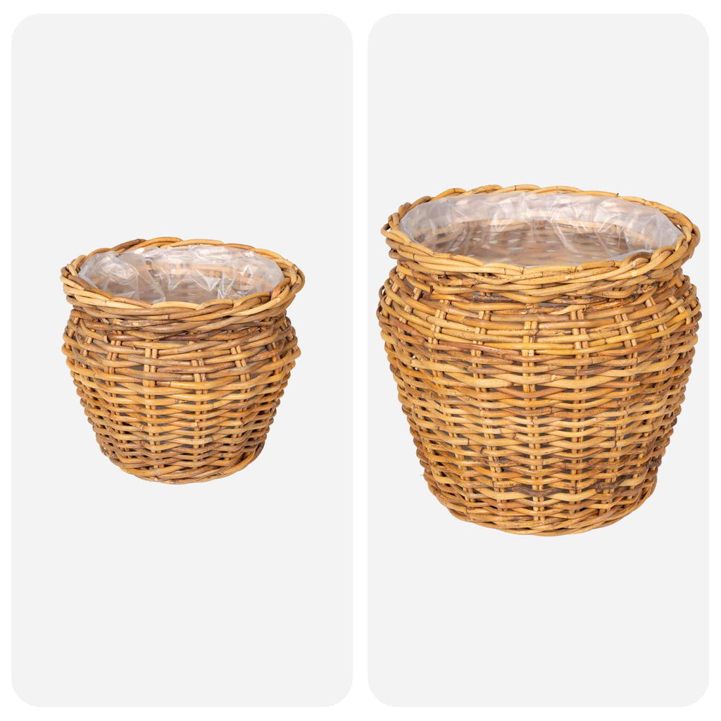 vidaXL Kosz na rośliny GENDT 2 szt. Naturalny Brąz Rattan Kubu