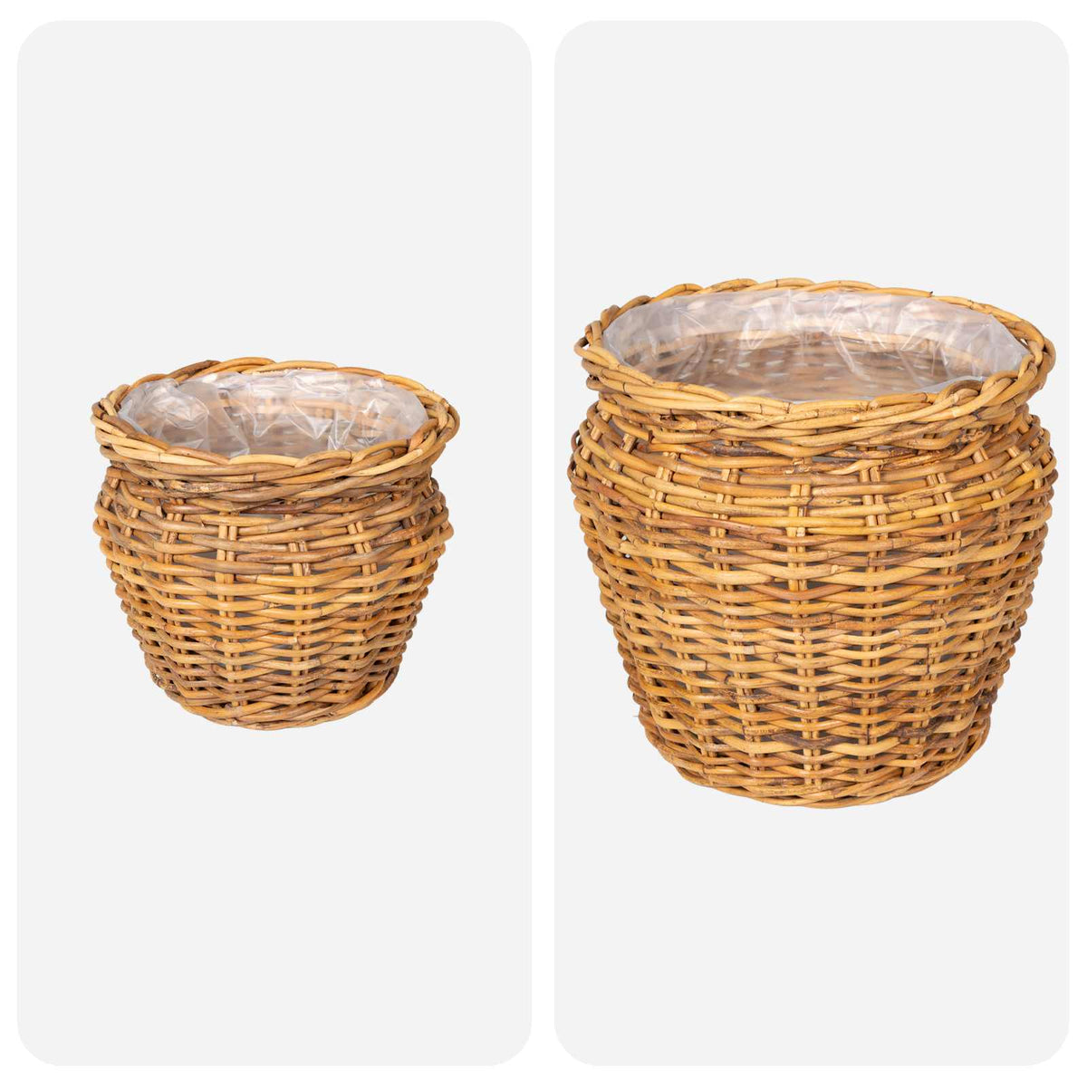 vidaXL Kosz na rośliny GENDT 2 szt. Naturalny Brąz Rattan Kubu
