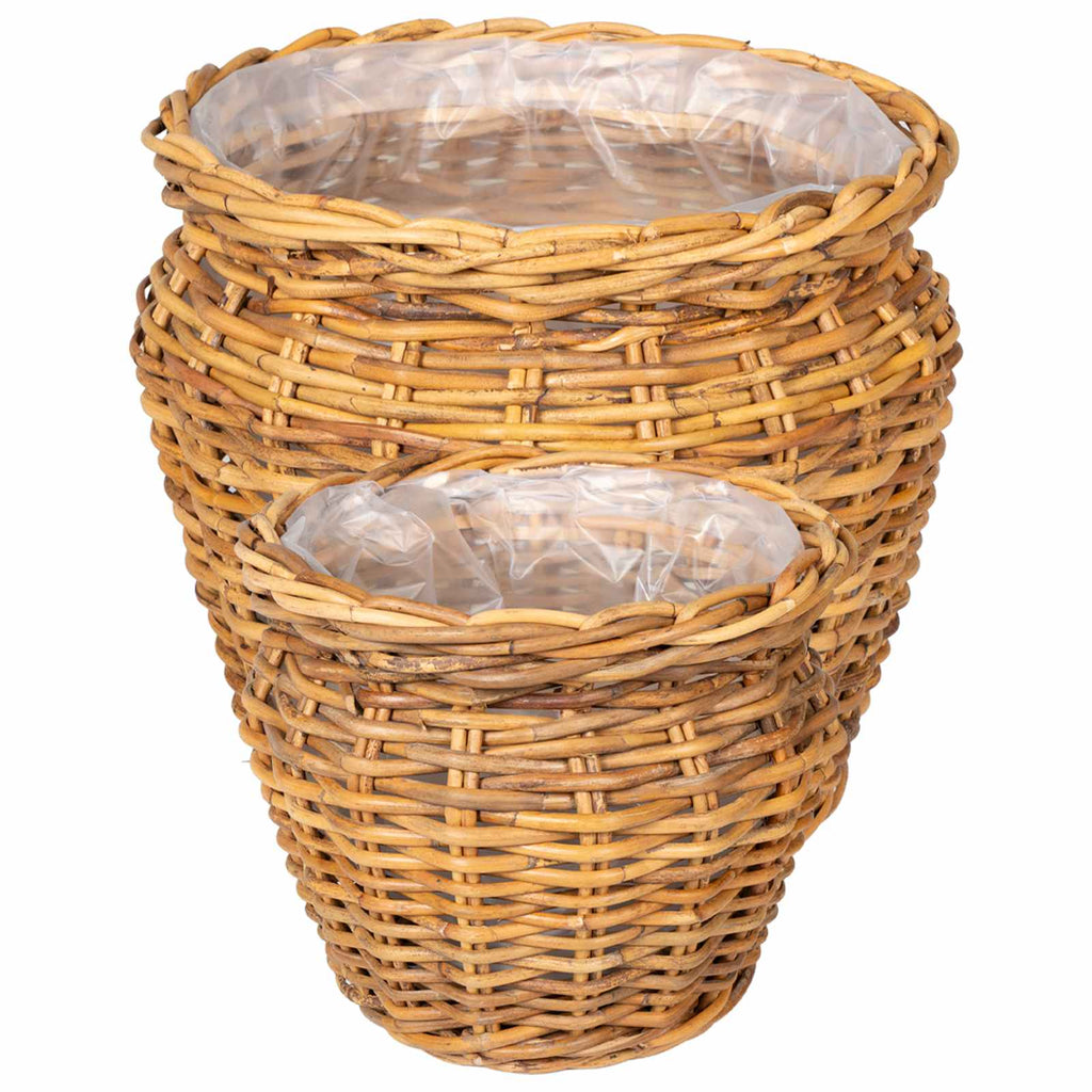 vidaXL Kosz na rośliny GENDT 2 szt. Naturalny Brąz Rattan Kubu