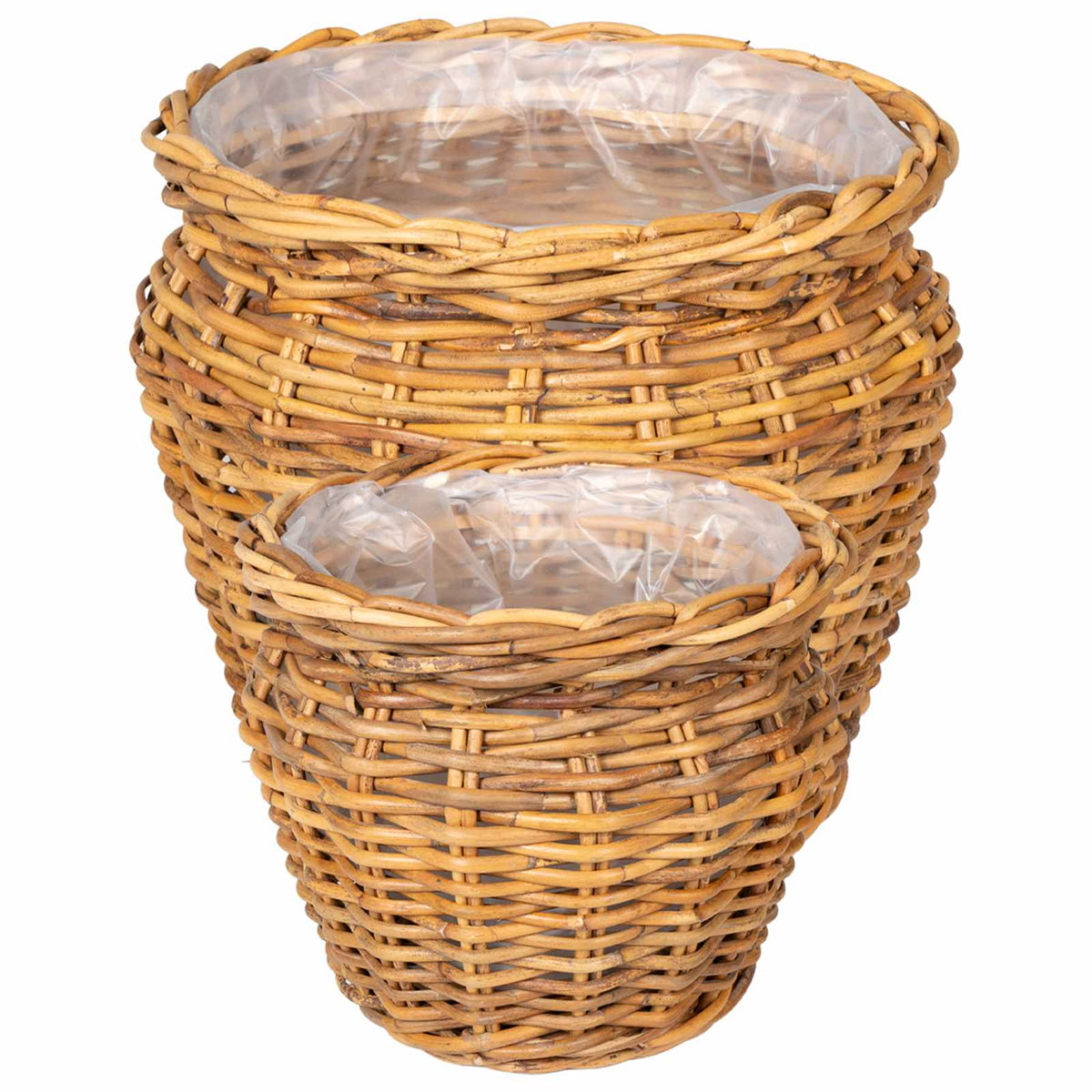 vidaXL Kosz na rośliny GENDT 2 szt. Naturalny Brąz Rattan Kubu