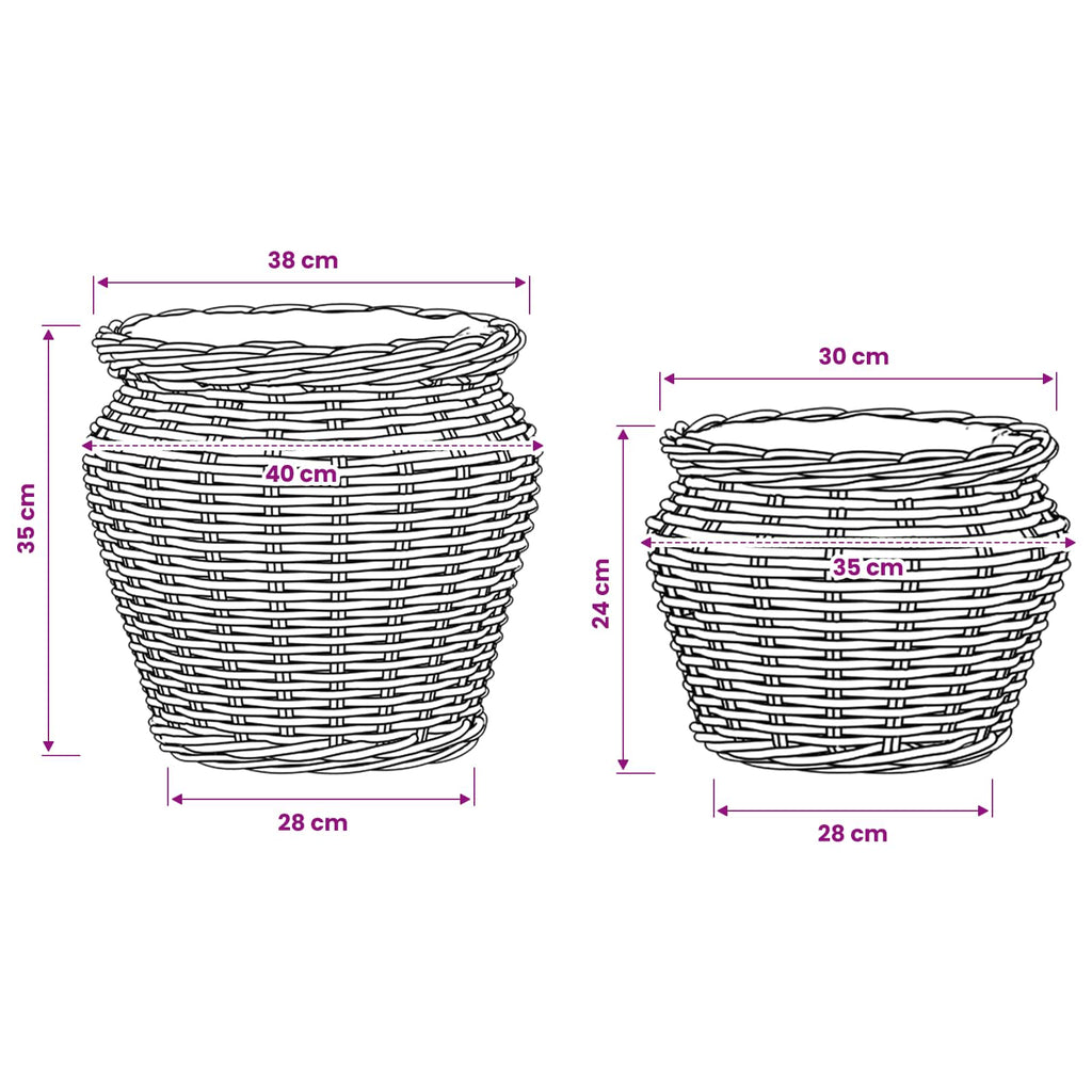 vidaXL Kosz na rośliny GENDT 2 szt. Naturalny Brąz Rattan Kubu