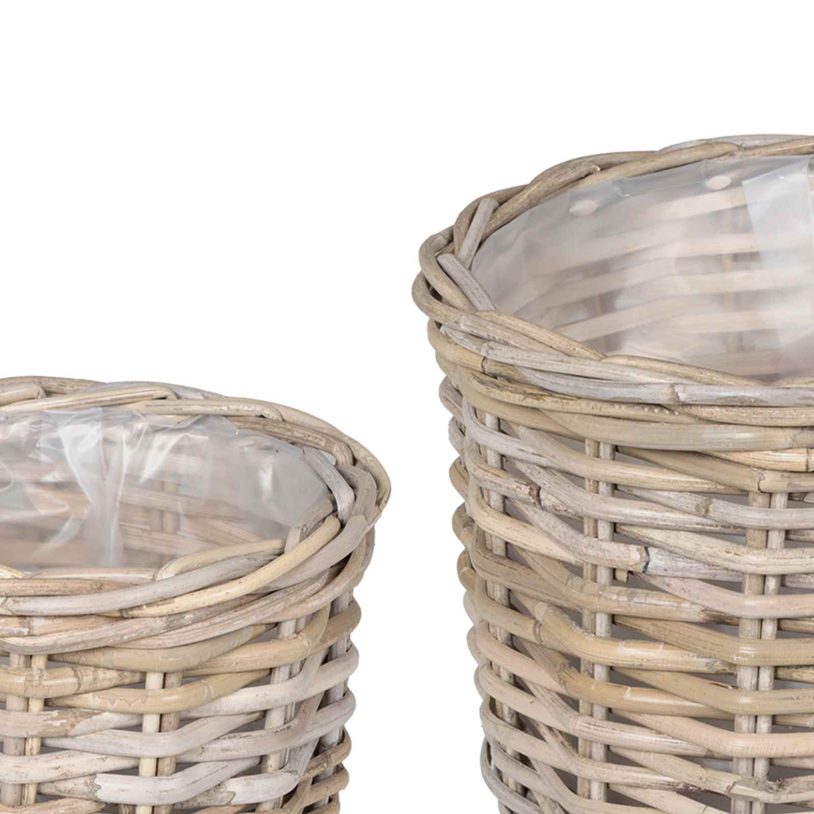 vidaXL Kosz na rośliny 2 szt. Naturalna szarość Rattan Kubu