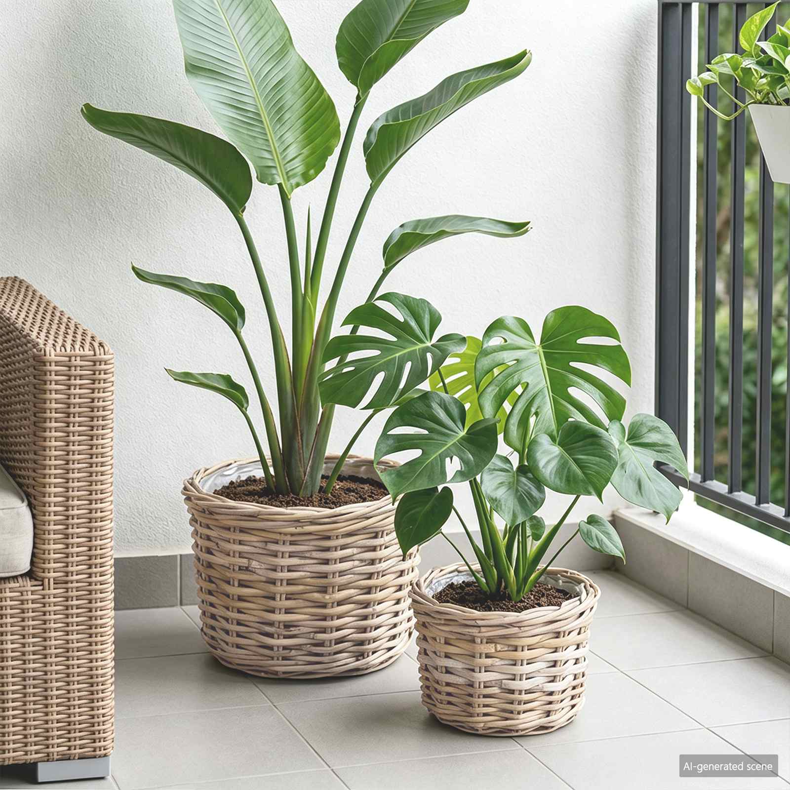 vidaXL Kosz na rośliny 2 szt. Naturalna szarość Rattan Kubu