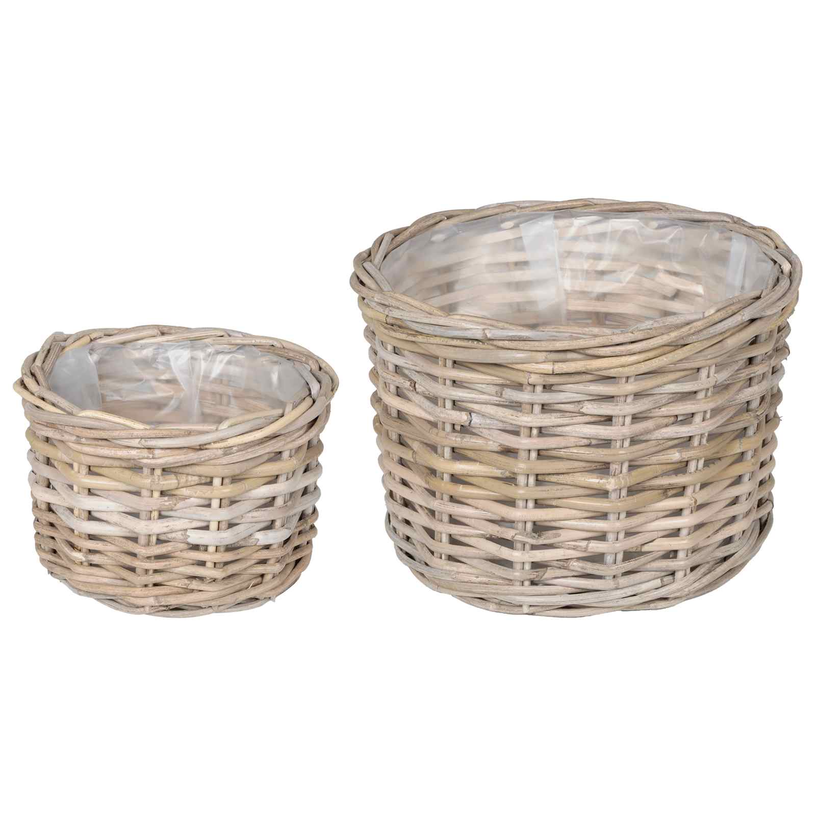 vidaXL Kosz na rośliny 2 szt. Naturalna szarość Rattan Kubu