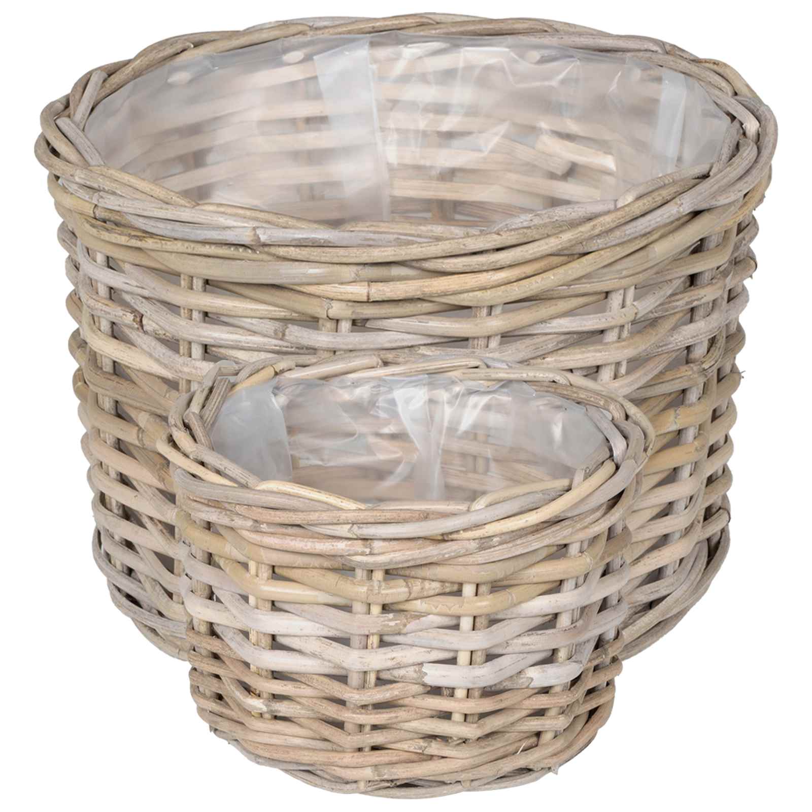 vidaXL Kosz na rośliny 2 szt. Naturalna szarość Rattan Kubu