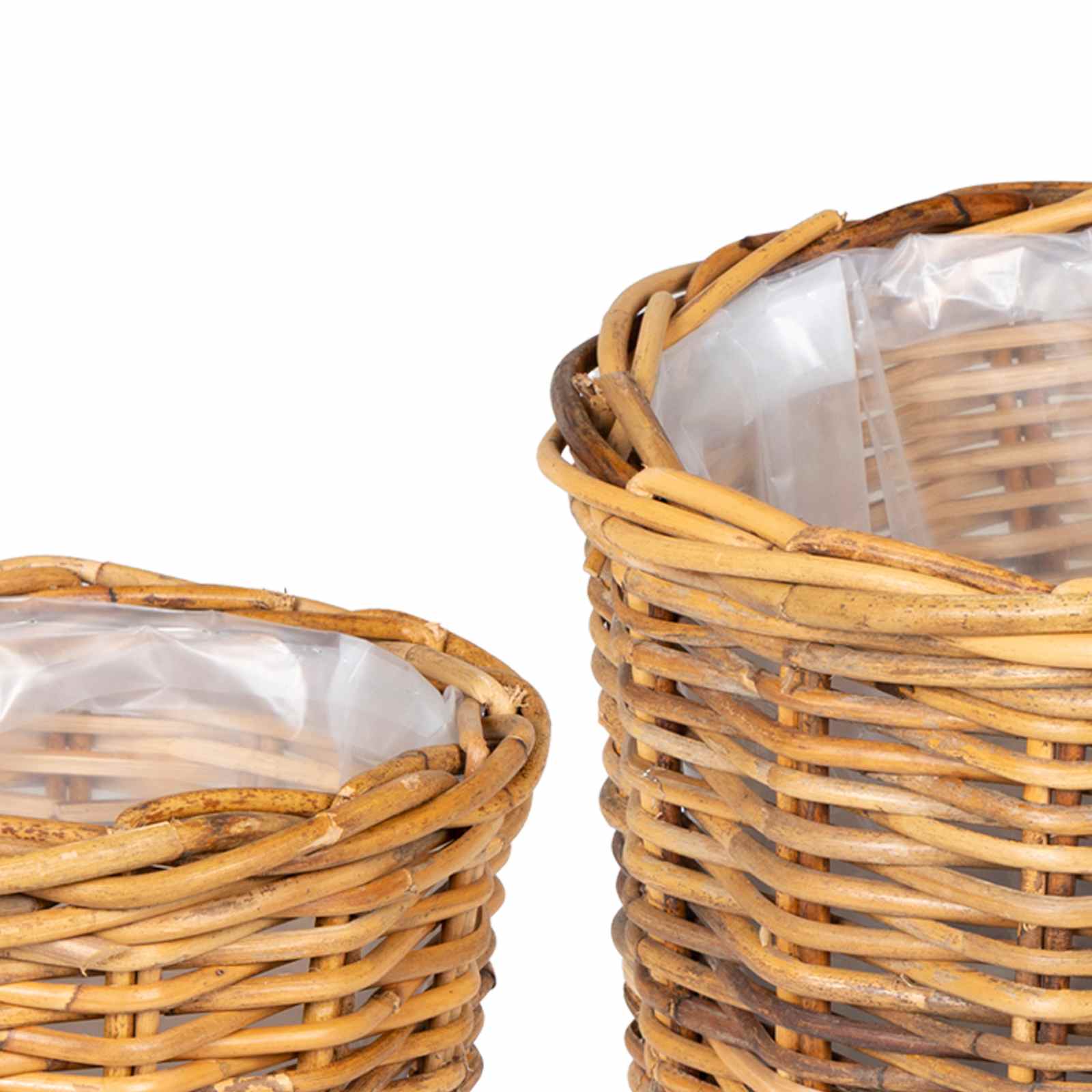 vidaXL Kosz na rośliny 2 szt. Naturalny Brąz Rattan Kubu
