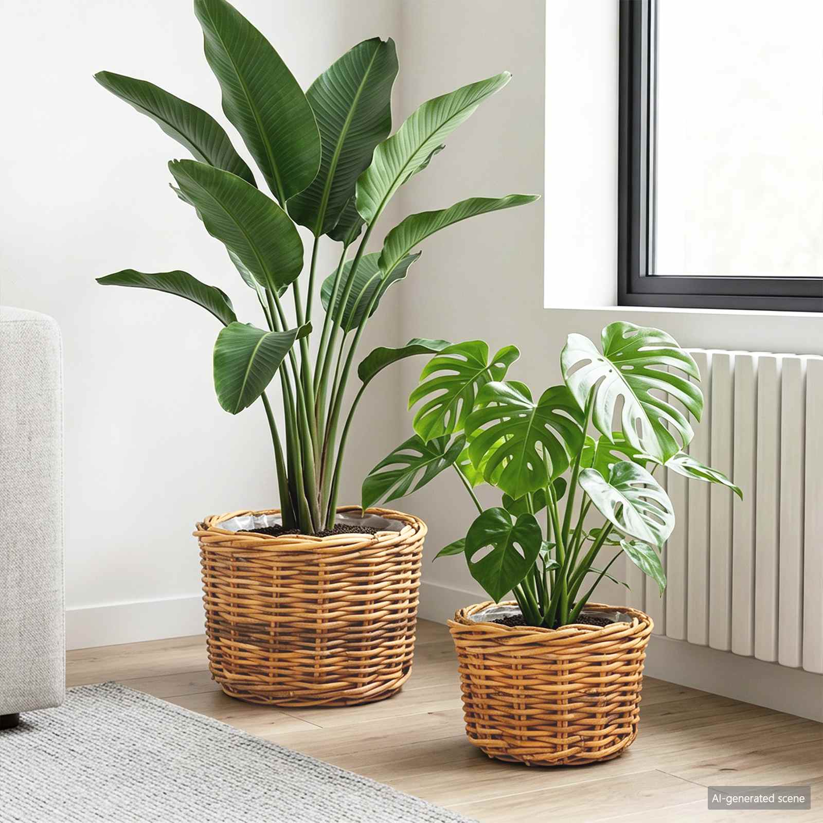 vidaXL Kosz na rośliny 2 szt. Naturalny Brąz Rattan Kubu