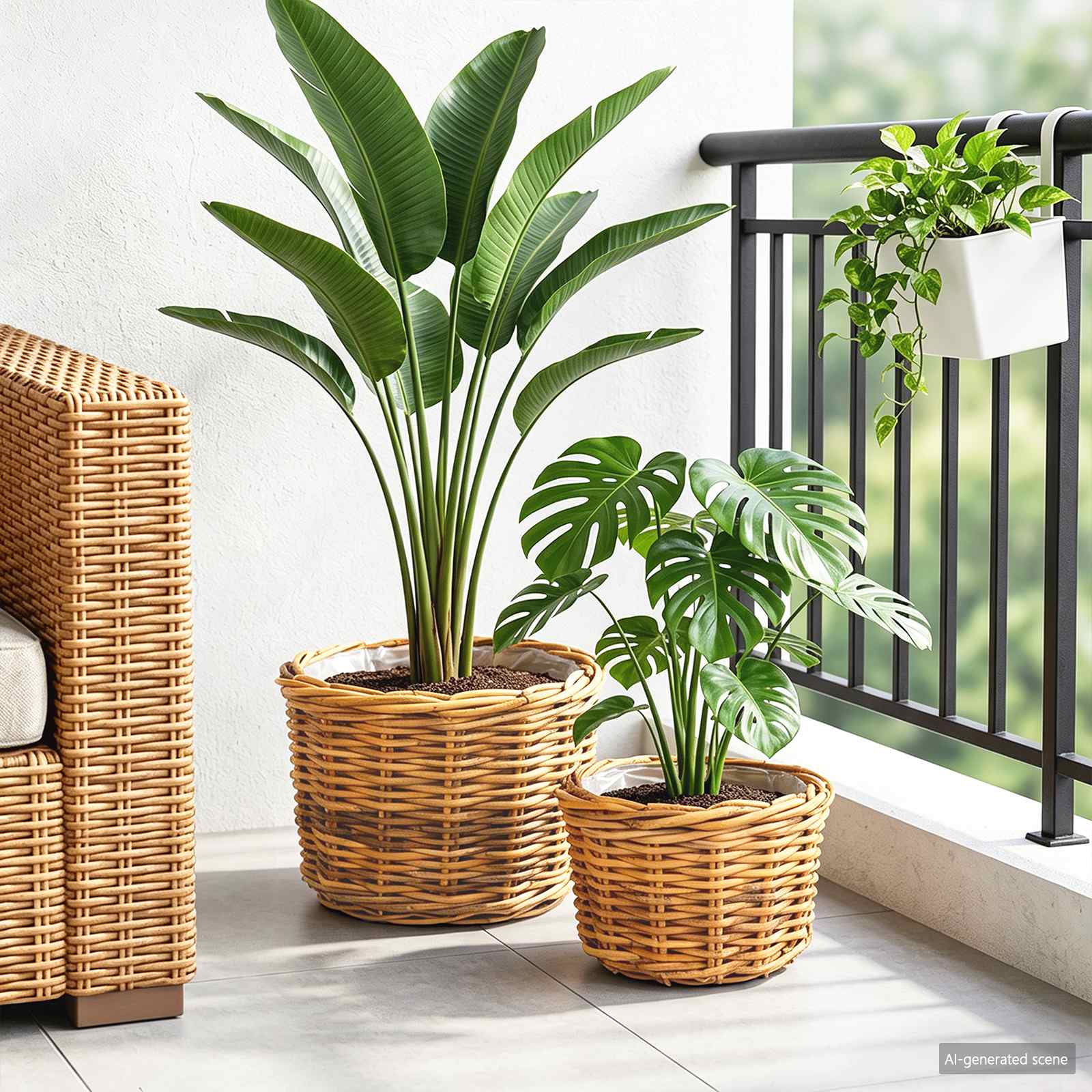 vidaXL Kosz na rośliny 2 szt. Naturalny Brąz Rattan Kubu