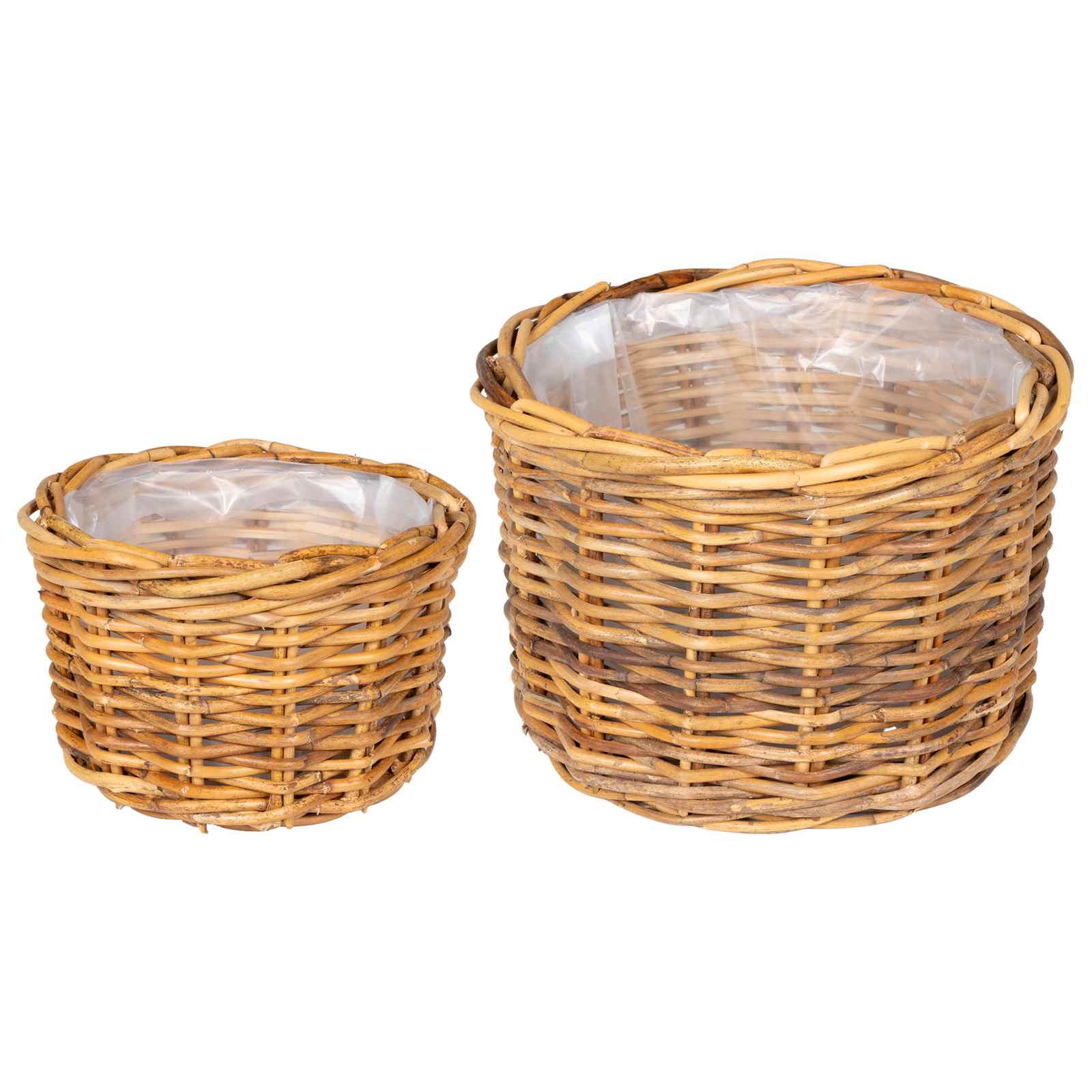 vidaXL Kosz na rośliny 2 szt. Naturalny Brąz Rattan Kubu