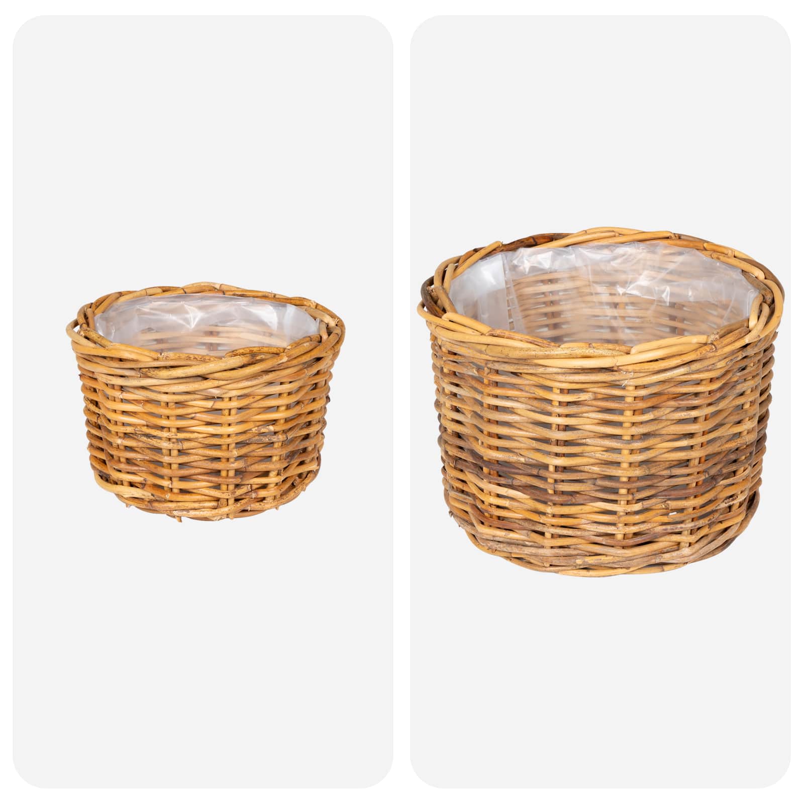 vidaXL Kosz na rośliny 2 szt. Naturalny Brąz Rattan Kubu