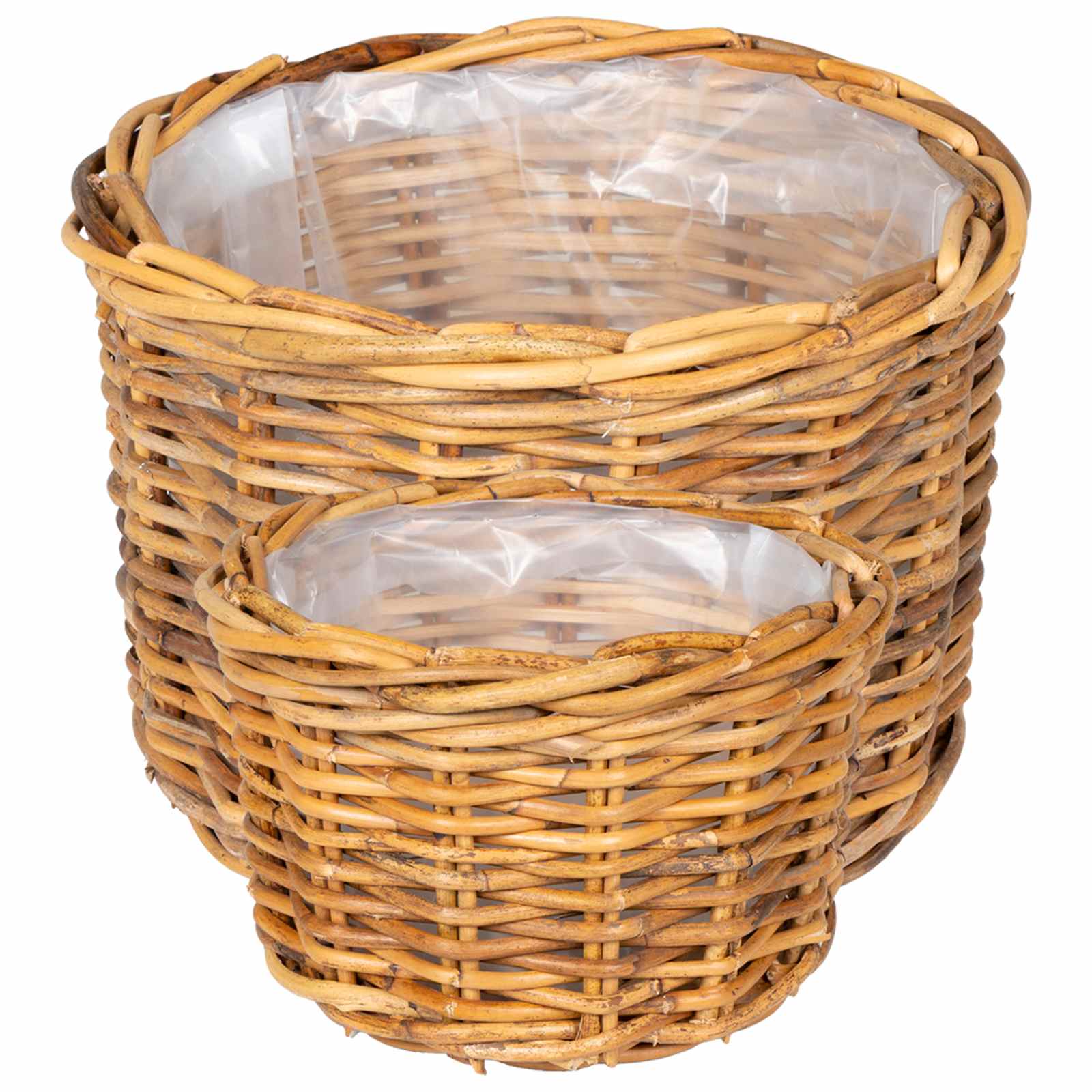 vidaXL Kosz na rośliny 2 szt. Naturalny Brąz Rattan Kubu