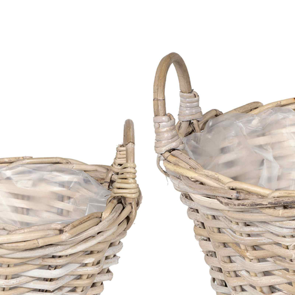 vidaXL Kosz na rośliny 2 szt. Naturalna szarość Rattan Kubu
