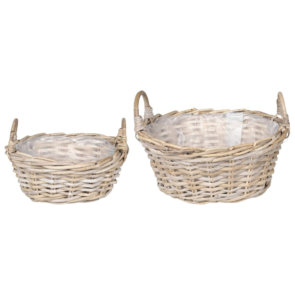 vidaXL Kosz na rośliny 2 szt. Naturalna szarość Rattan Kubu