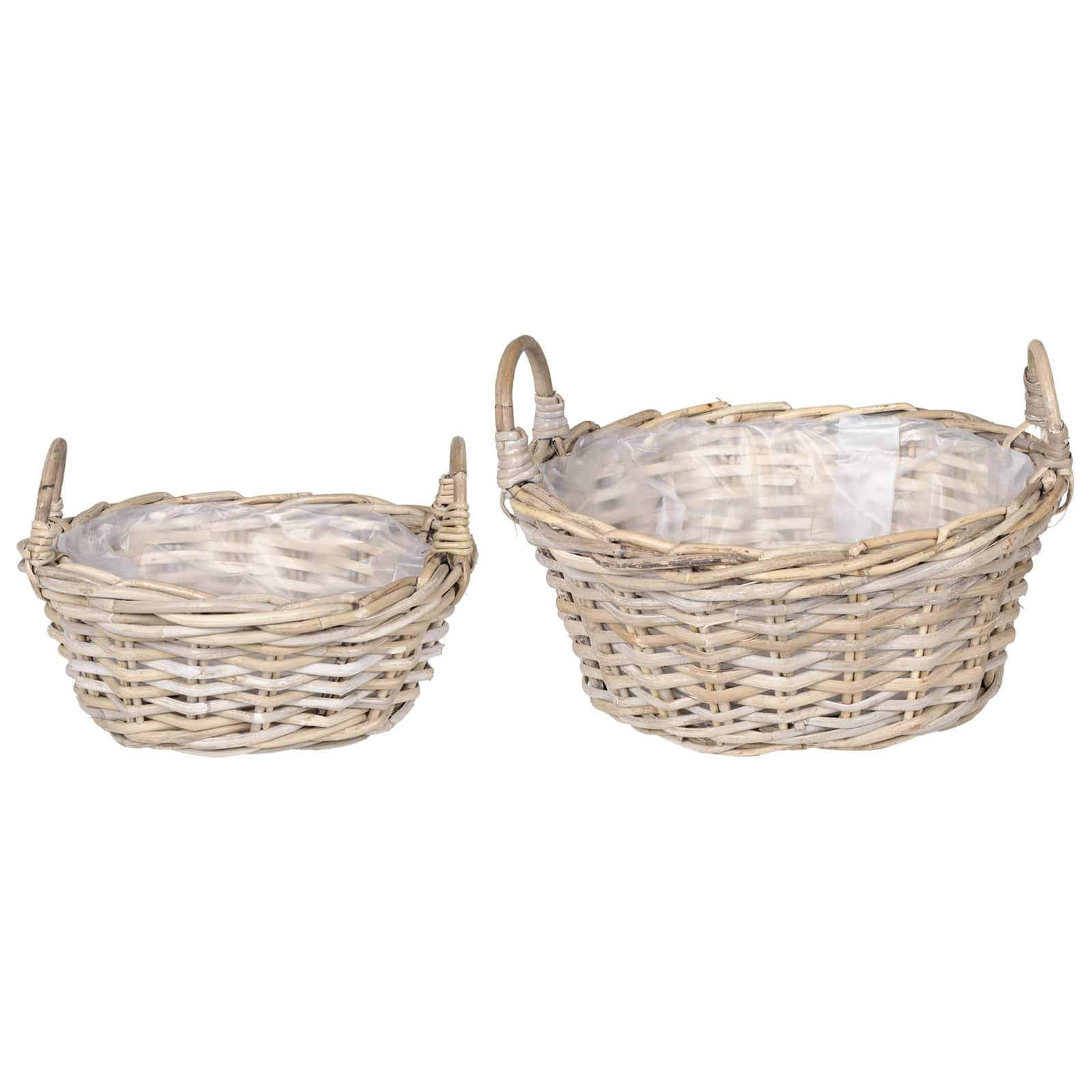 vidaXL Kosz na rośliny 2 szt. Naturalna szarość Rattan Kubu