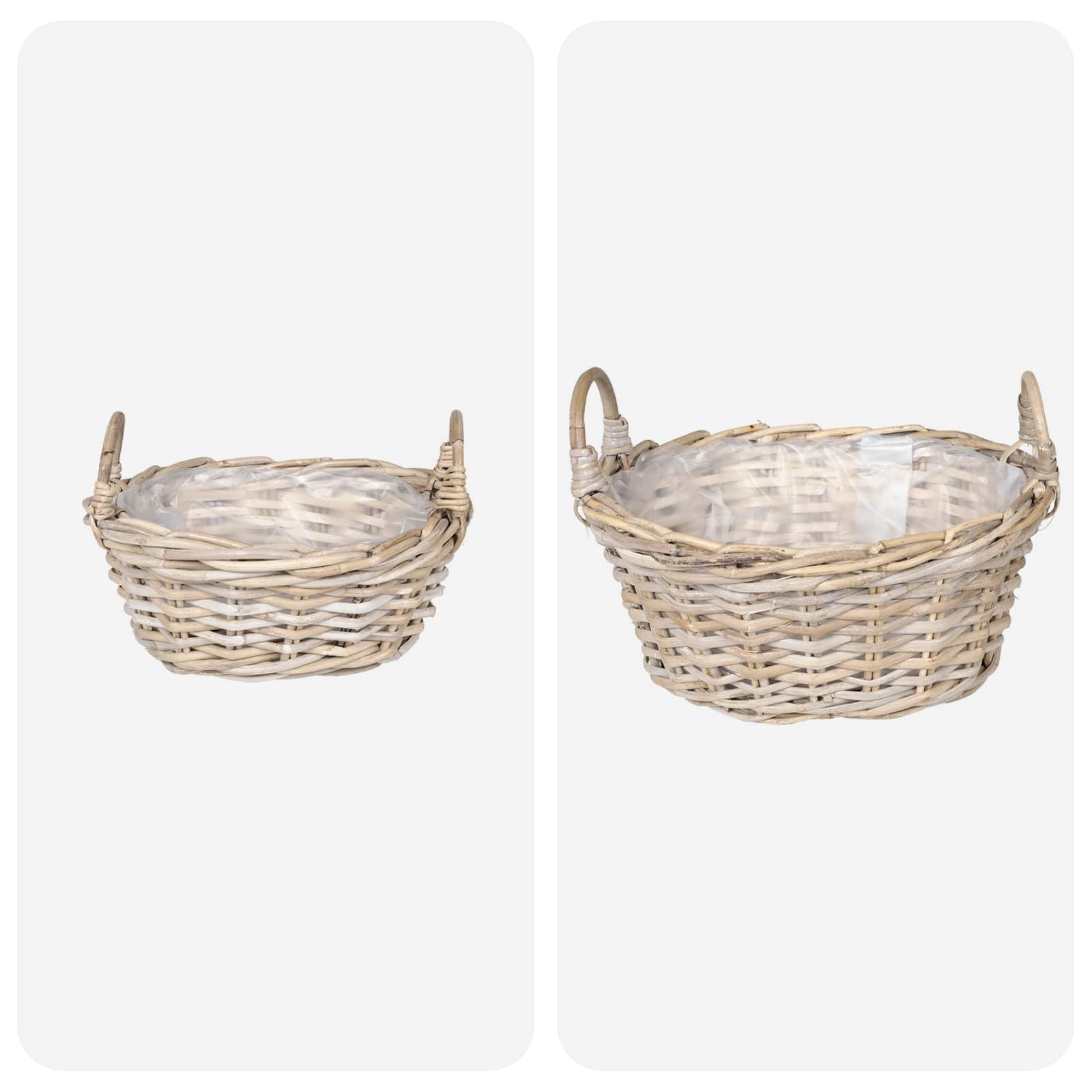 vidaXL Kosz na rośliny 2 szt. Naturalna szarość Rattan Kubu