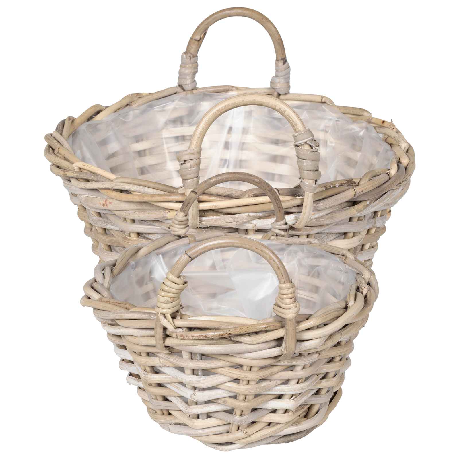 vidaXL Kosz na rośliny 2 szt. Naturalna szarość Rattan Kubu