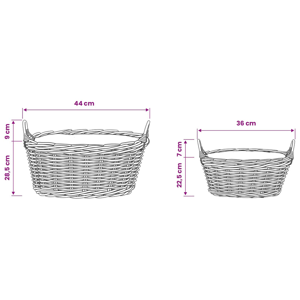 vidaXL Kosz na rośliny 2 szt. Naturalna szarość Rattan Kubu