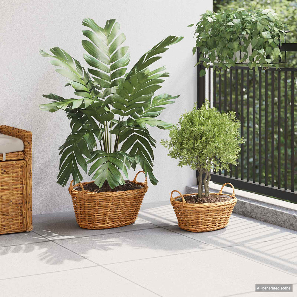vidaXL Kosz na rośliny 2 szt. Naturalny Brąz Rattan Kubu