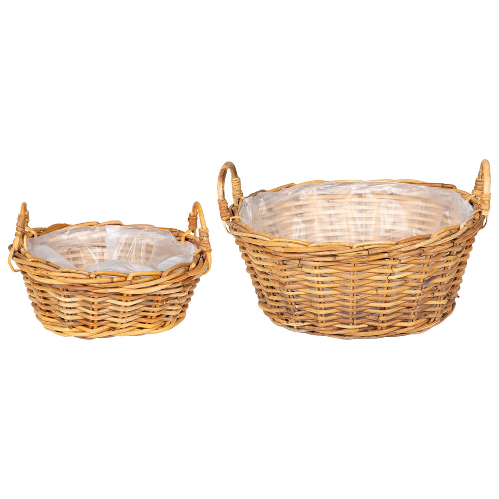 vidaXL Kosz na rośliny 2 szt. Naturalny Brąz Rattan Kubu