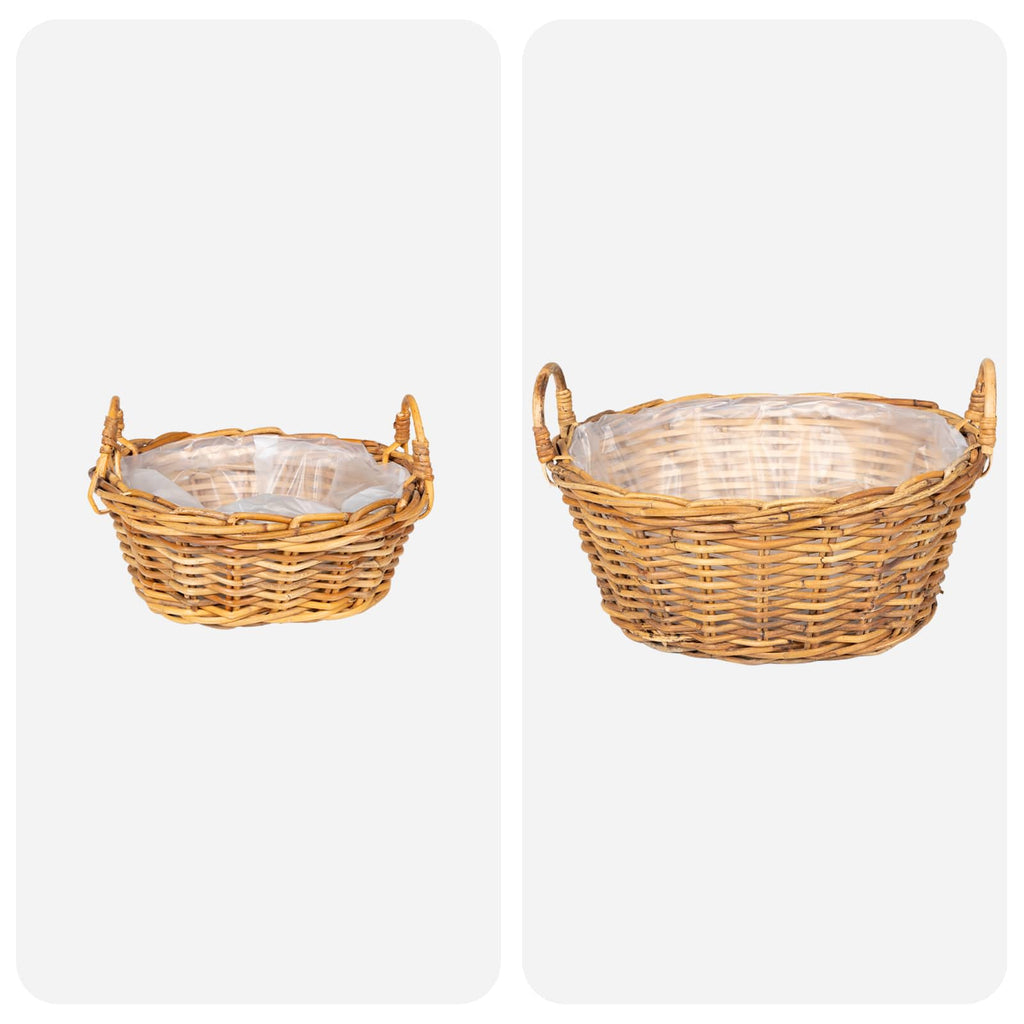 vidaXL Kosz na rośliny 2 szt. Naturalny Brąz Rattan Kubu
