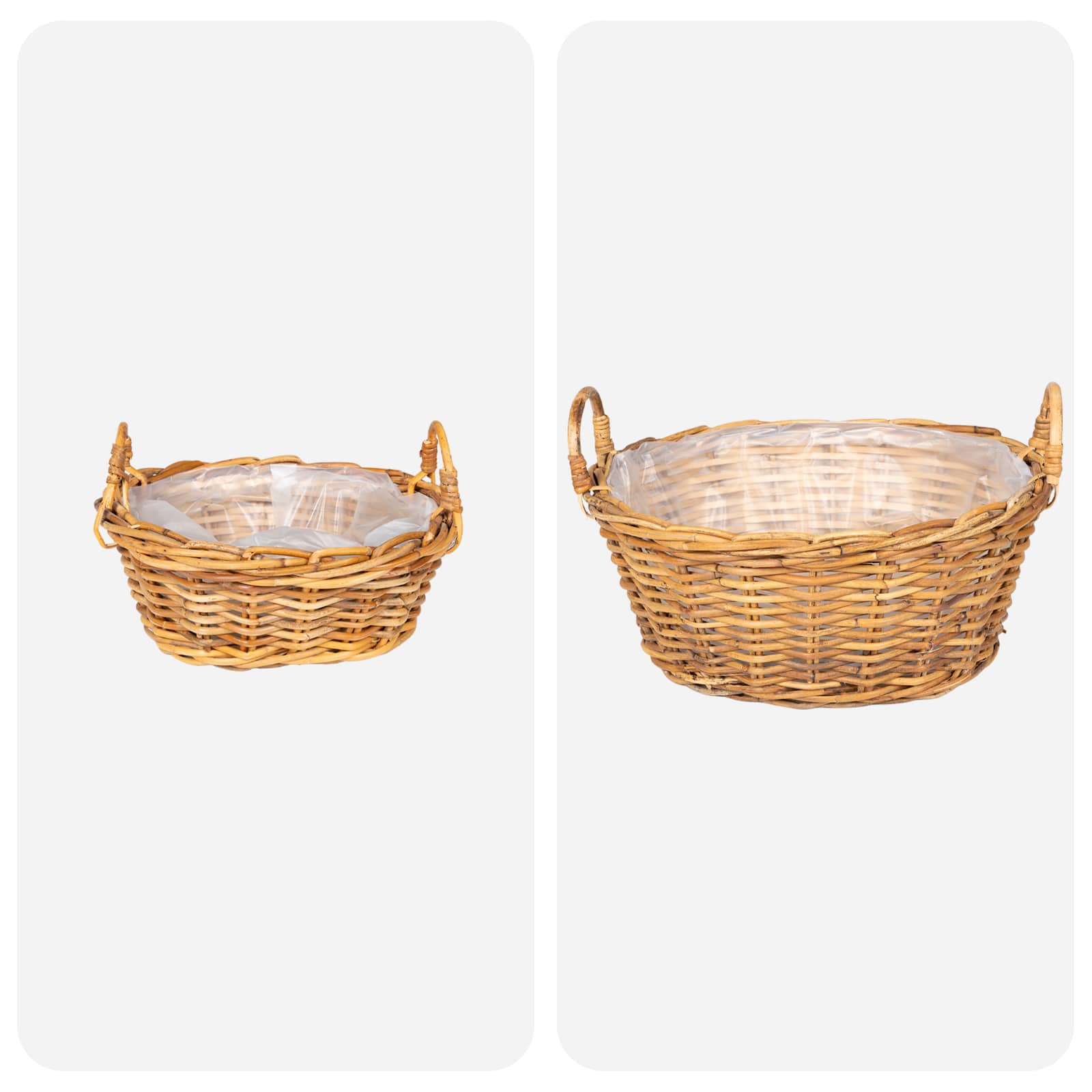 vidaXL Kosz na rośliny 2 szt. Naturalny Brąz Rattan Kubu