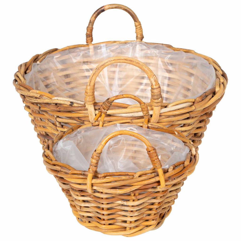 vidaXL Kosz na rośliny 2 szt. Naturalny Brąz Rattan Kubu