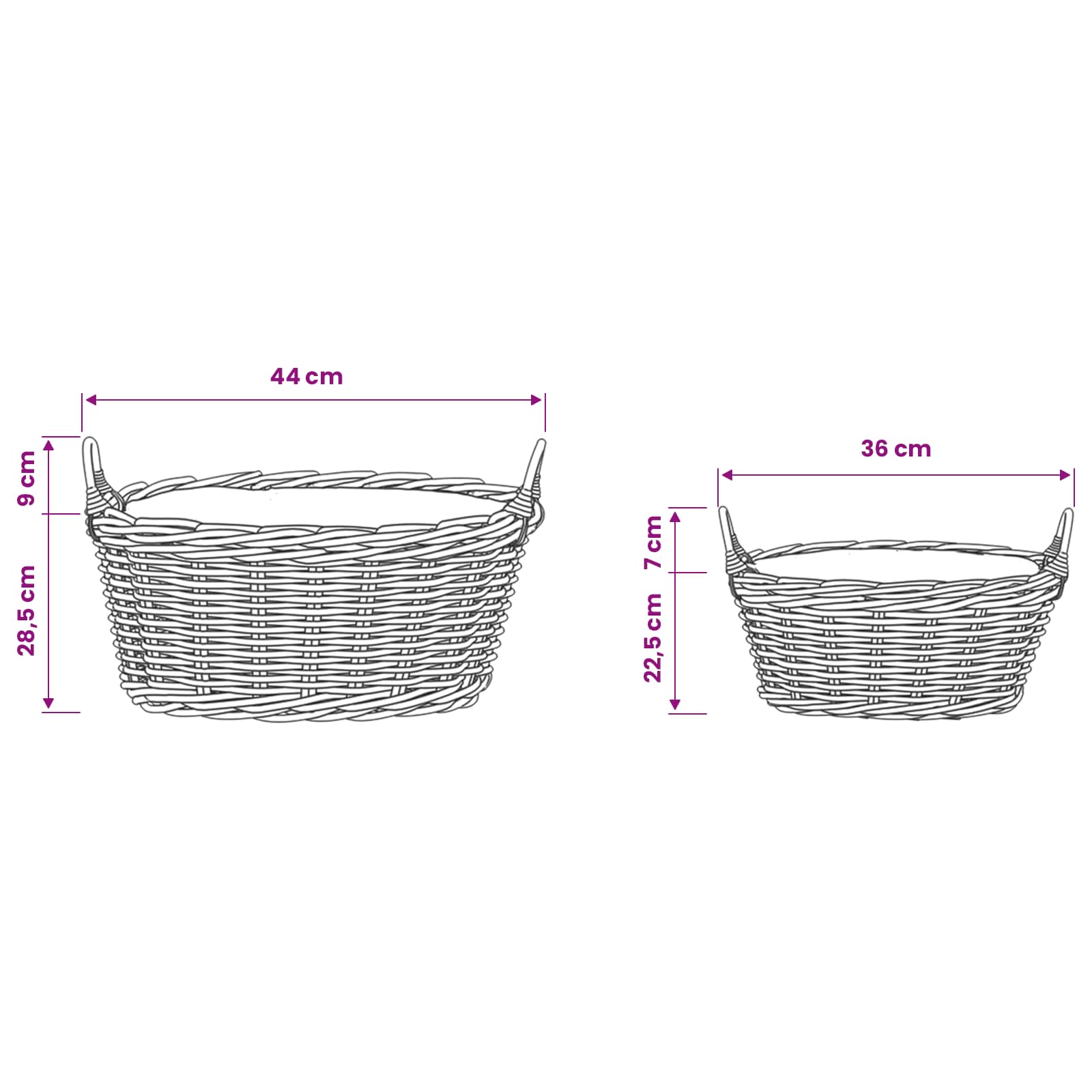 vidaXL Kosz na rośliny 2 szt. Naturalny Brąz Rattan Kubu
