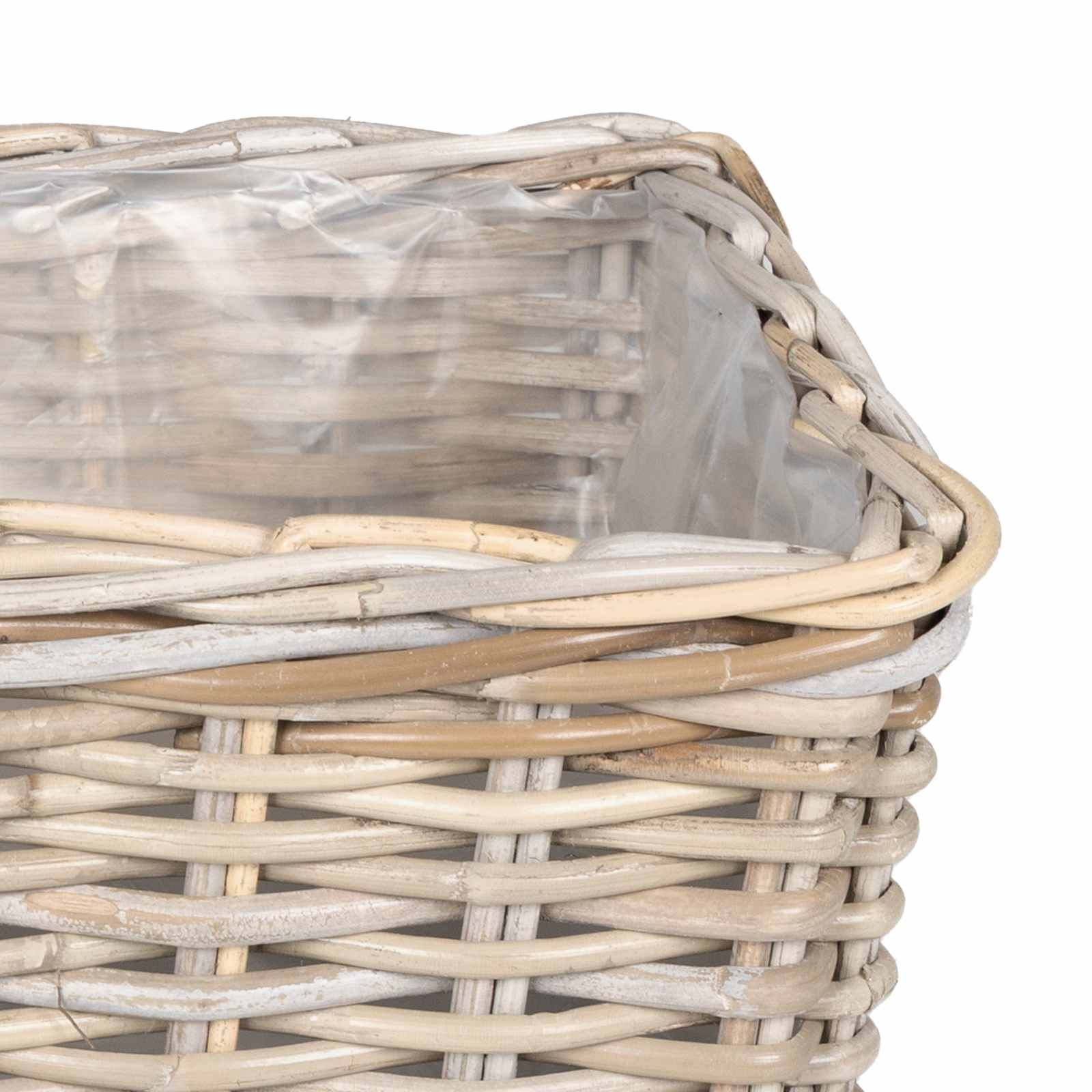 vidaXL Kosz na rośliny 3 szt. Naturalna szarość Rattan Kubu