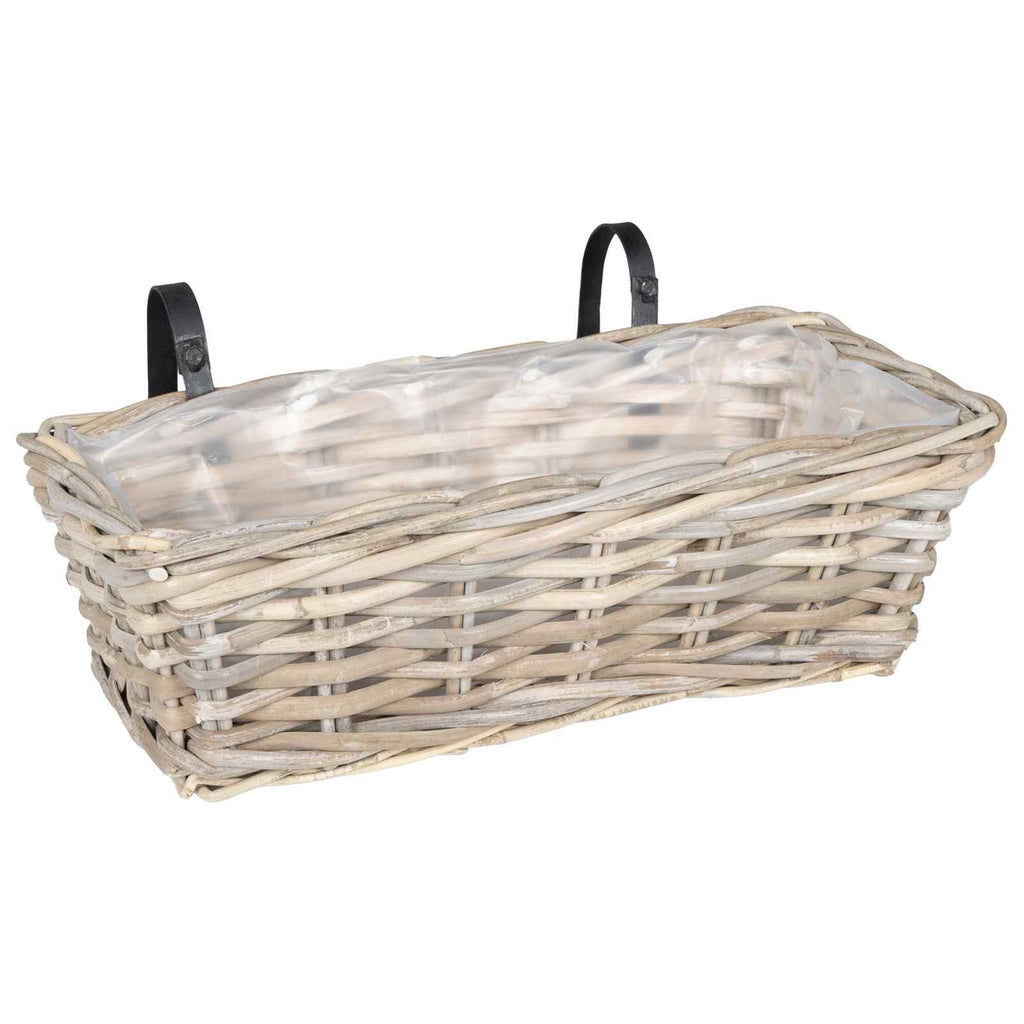 vidaXL Hanging Planter Kosz 2 szt. Naturalna szarość 48 x 22 x 15 cm