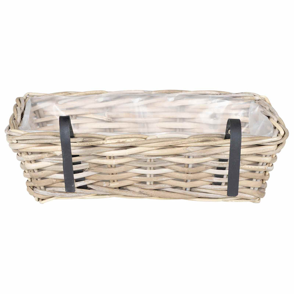 vidaXL Hanging Planter Kosz 2 szt. Naturalna szarość 48 x 22 x 15 cm