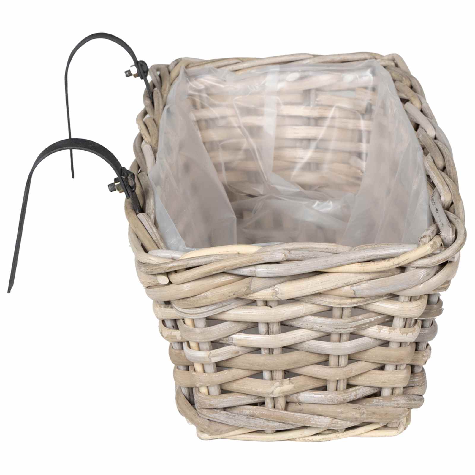 vidaXL Hanging Planter Kosz 2 szt. Naturalna szarość 48 x 22 x 15 cm