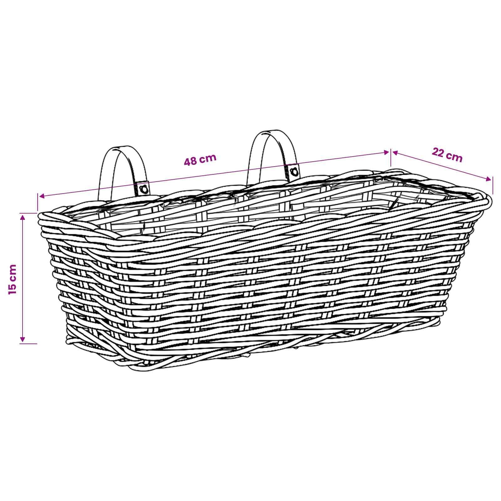 vidaXL Hanging Planter Kosz 2 szt. Naturalna szarość 48 x 22 x 15 cm