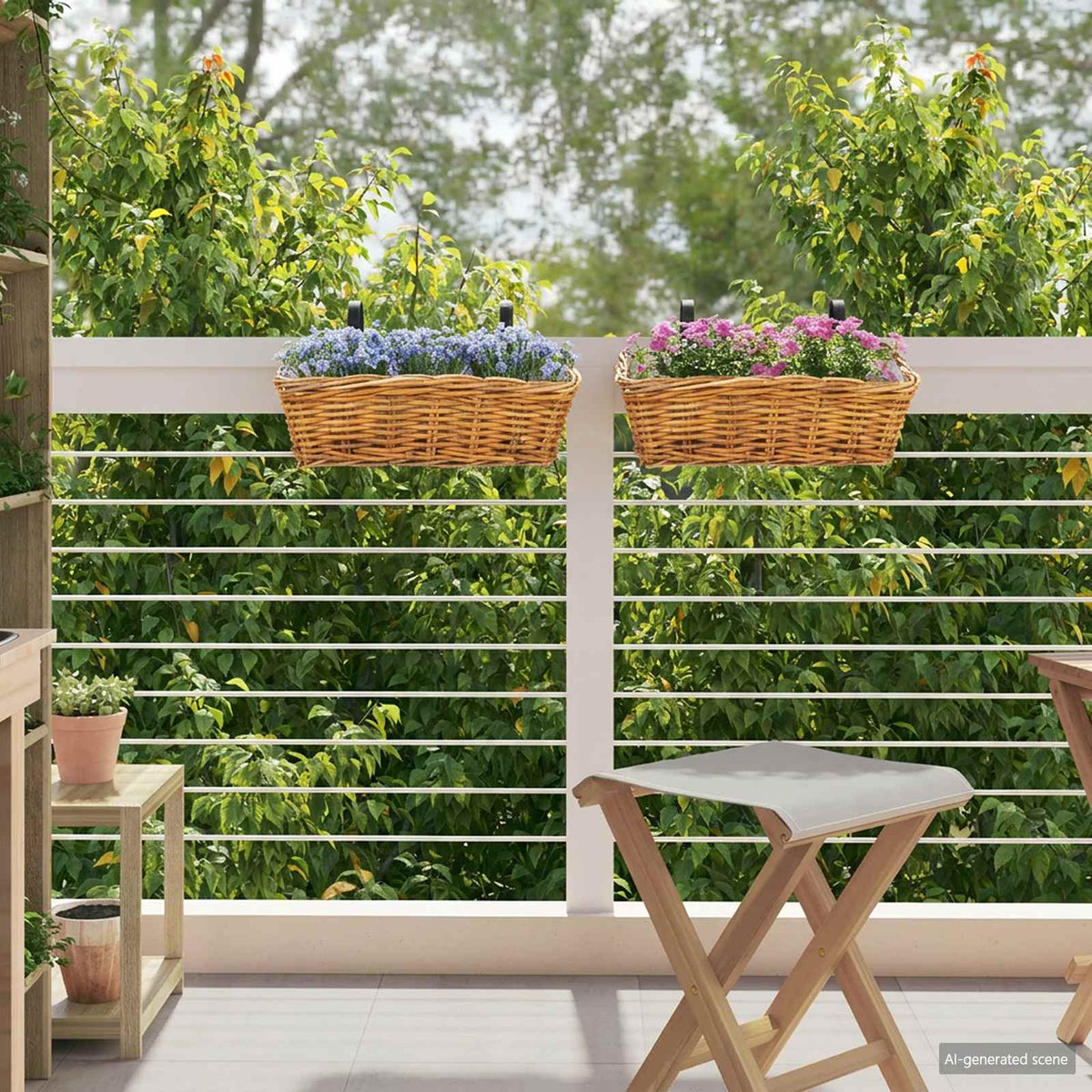 vidaXL Hanging Planter Kosz GENDT 2 szt. Naturalny Brąz Rattan Kubu