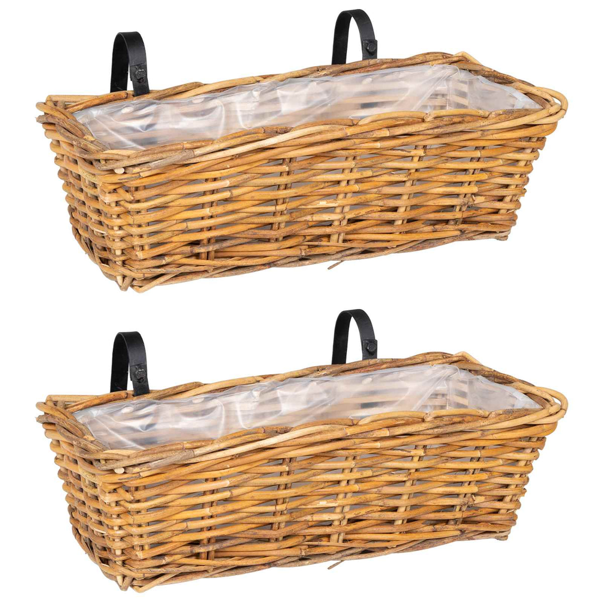 vidaXL Hanging Planter Kosz GENDT 2 szt. Naturalny Brąz Rattan Kubu