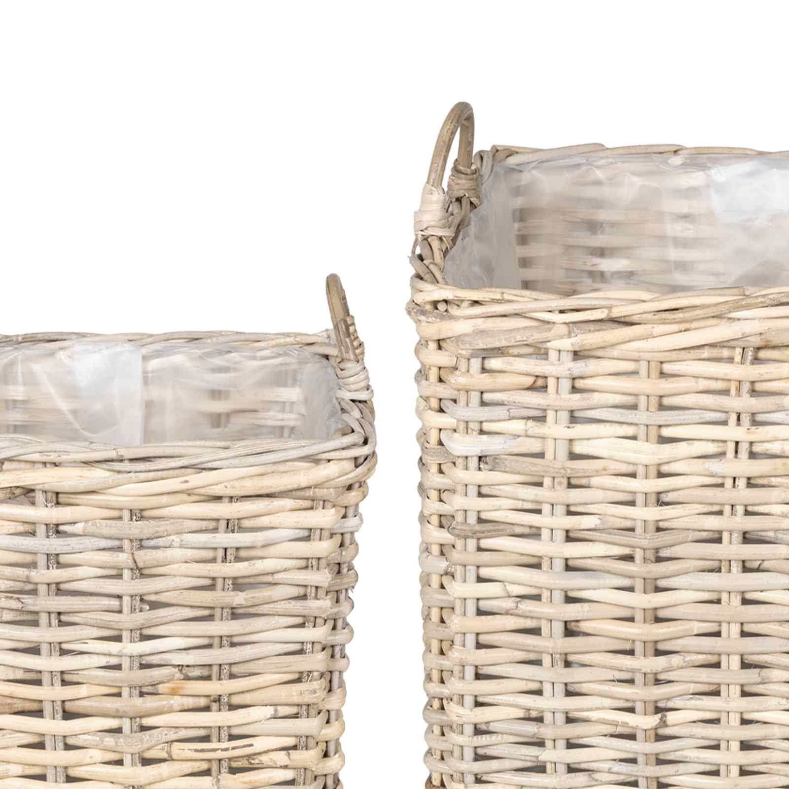 vidaXL Kosz na rośliny 2 szt. Naturalna szarość Rattan Kubu