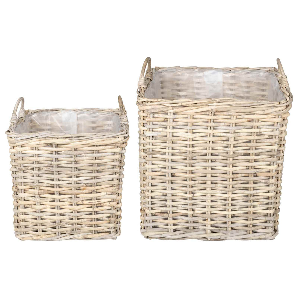 vidaXL Kosz na rośliny 2 szt. Naturalna szarość Rattan Kubu