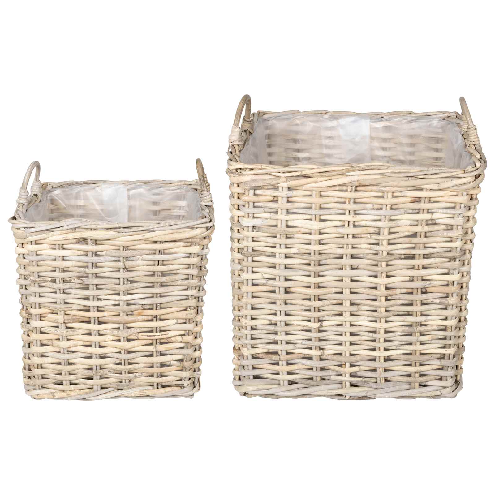 vidaXL Kosz na rośliny 2 szt. Naturalna szarość Rattan Kubu