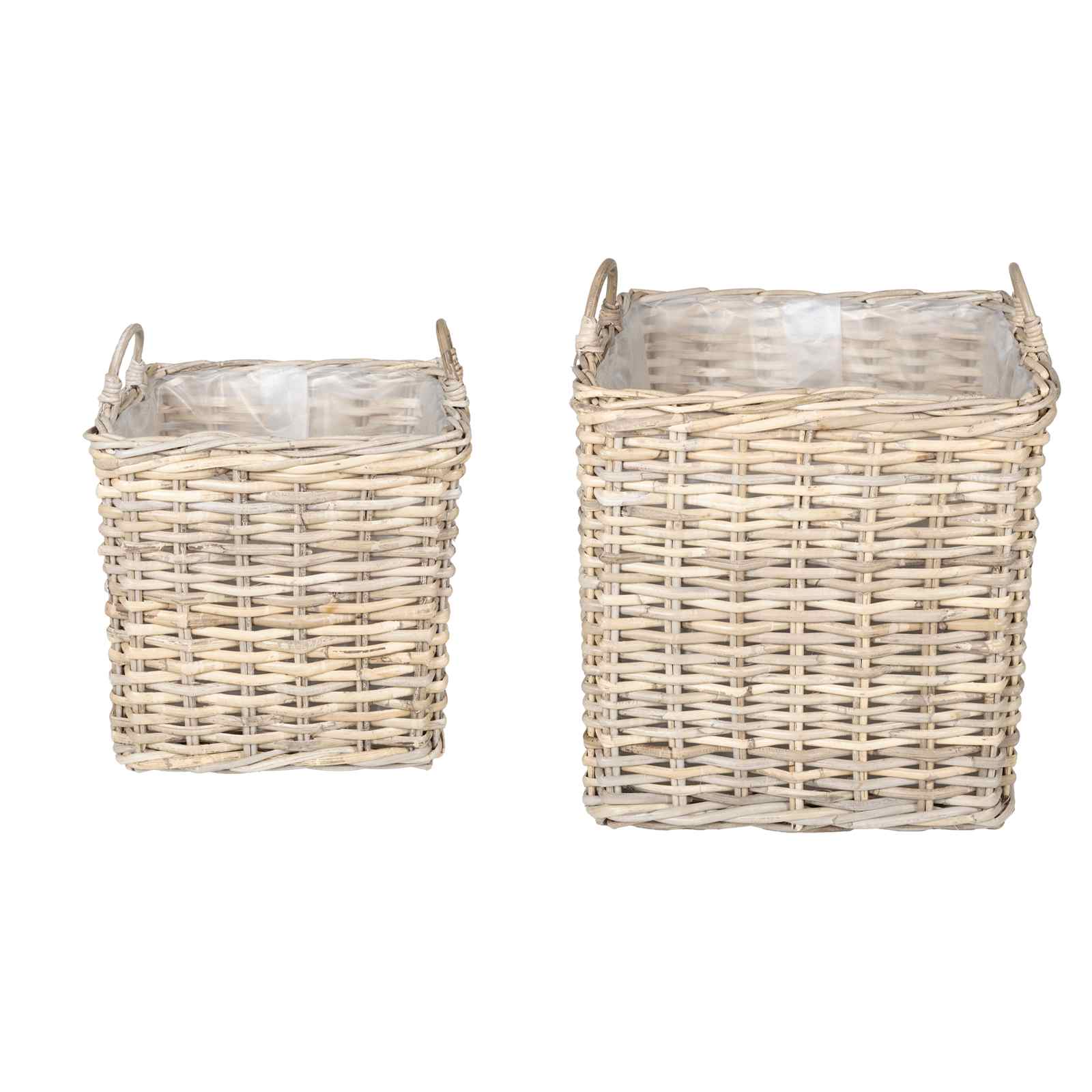 vidaXL Kosz na rośliny 2 szt. Naturalna szarość Rattan Kubu